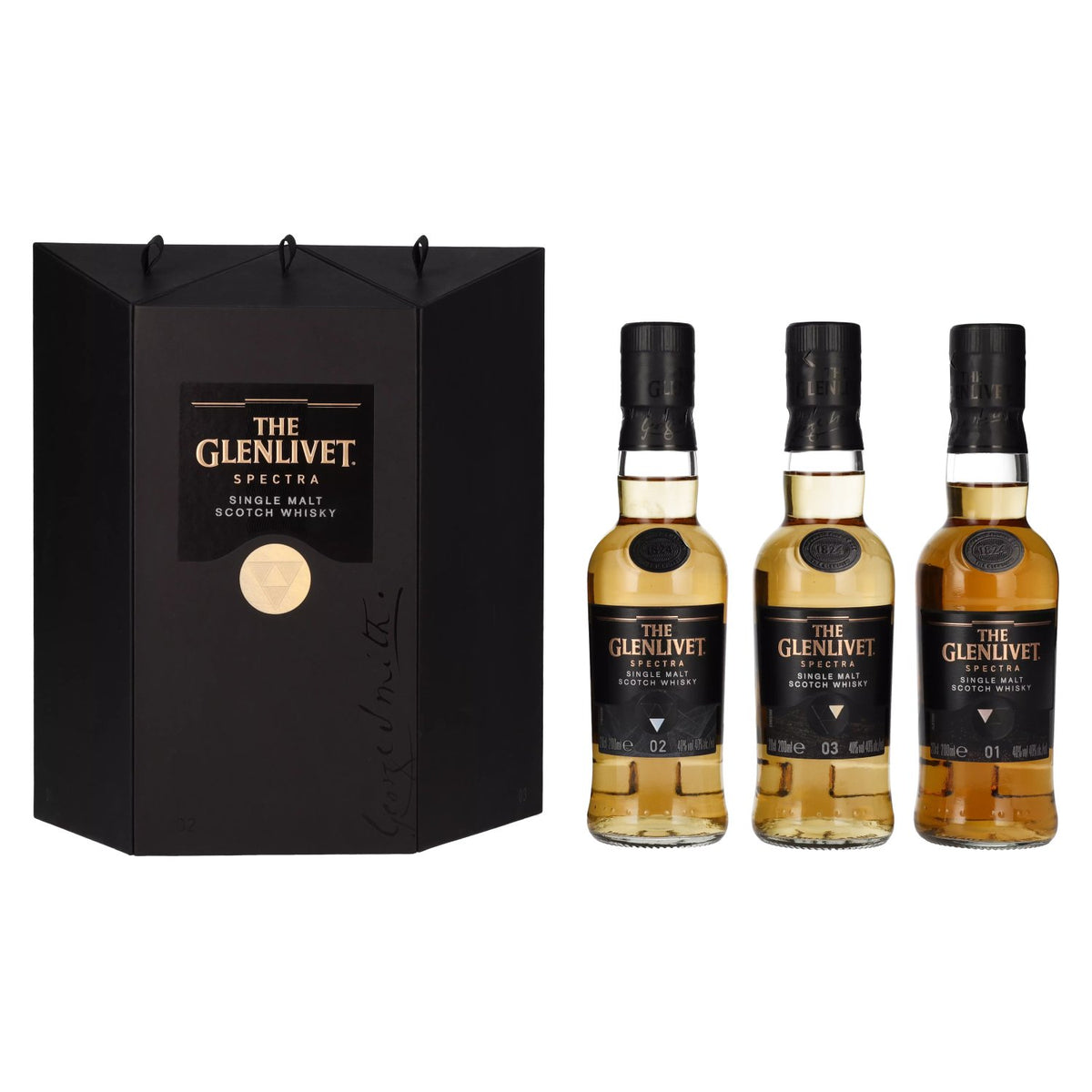 The Glenlivet SPECTRA Single Malt Scotch Whisky 40% Vol. 3x0,2l en coffret cadeau