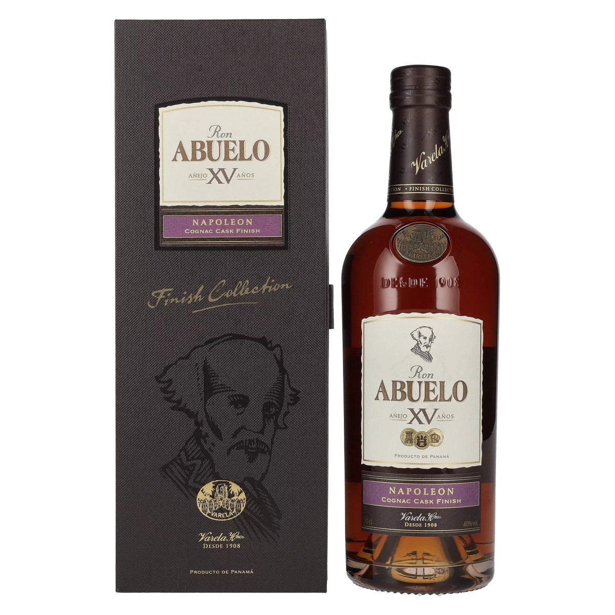Ron Abuelo Añejo XV Años NAPOLEON Cognac Cask Finish 40% Vol. 0,7l en boîte cadeau
