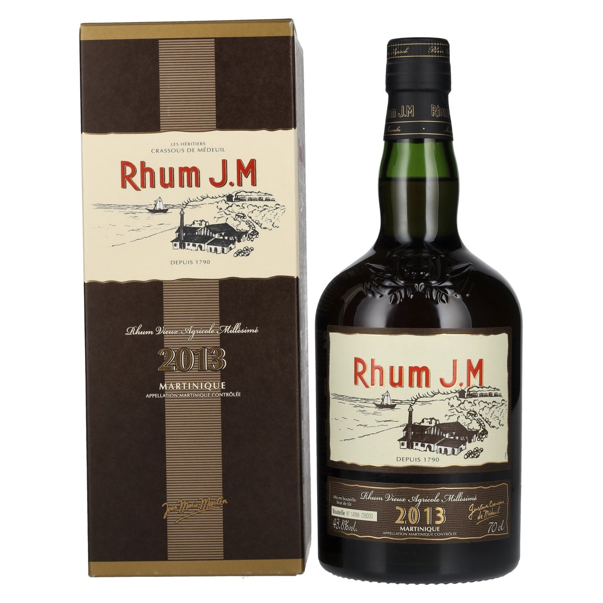 Rhum J.M Vieux Agricole Millésimé 2013 43,8% vol. 0,7l en coffret cadeau