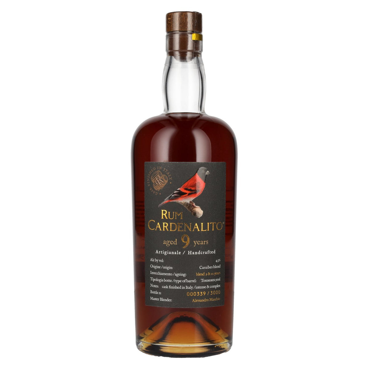 Rhum Cardenalito 9 ans d'âge, rhum artisanal, 43 % vol., 0,7 l