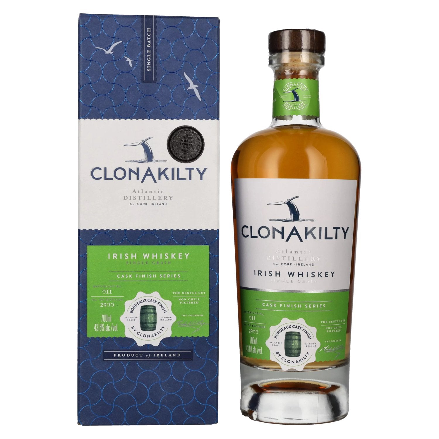 Clonakilty Irish Whiskey Single Grain Bordeaux Cask CASK FINISH SERIES 43,6% Vol. 0,7l en coffret cadeau