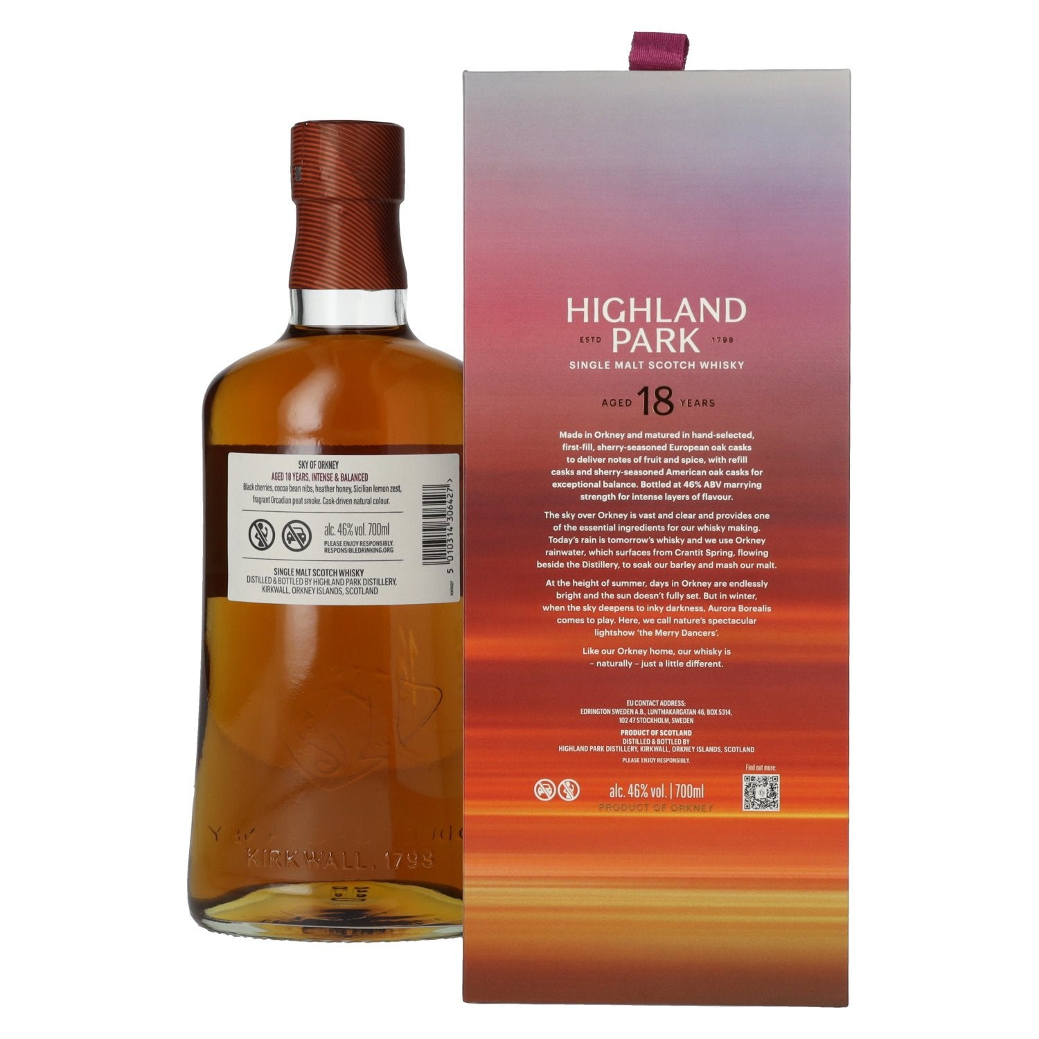 Highland Park 18 Years Old SKY OF ORKNEY Single Malt Scotch Whisky 46% Vol. 0,7l en coffret cadeau