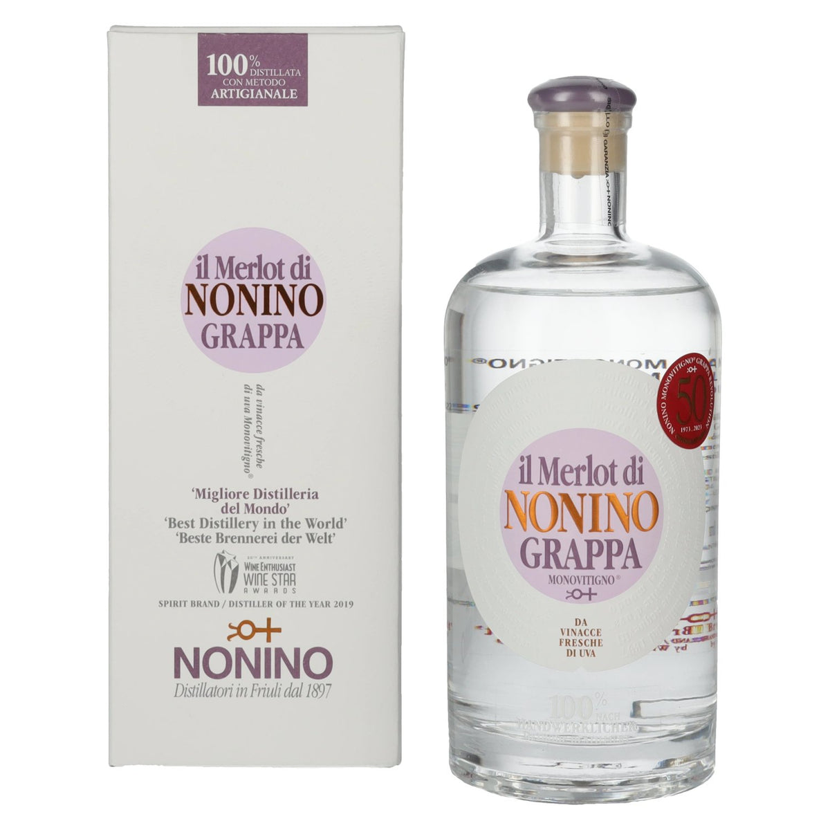 Grappa Nonino Monovitigno il Merlot 41 % vol., 0,7 l, dans un coffret cadeau