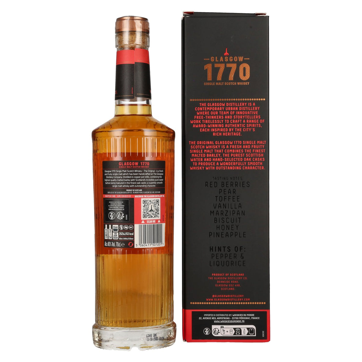 Glasgow 1770 THE ORIGINAL Single Malt Fresh &amp; Fruity 46% Vol. 0,7l in gift box
