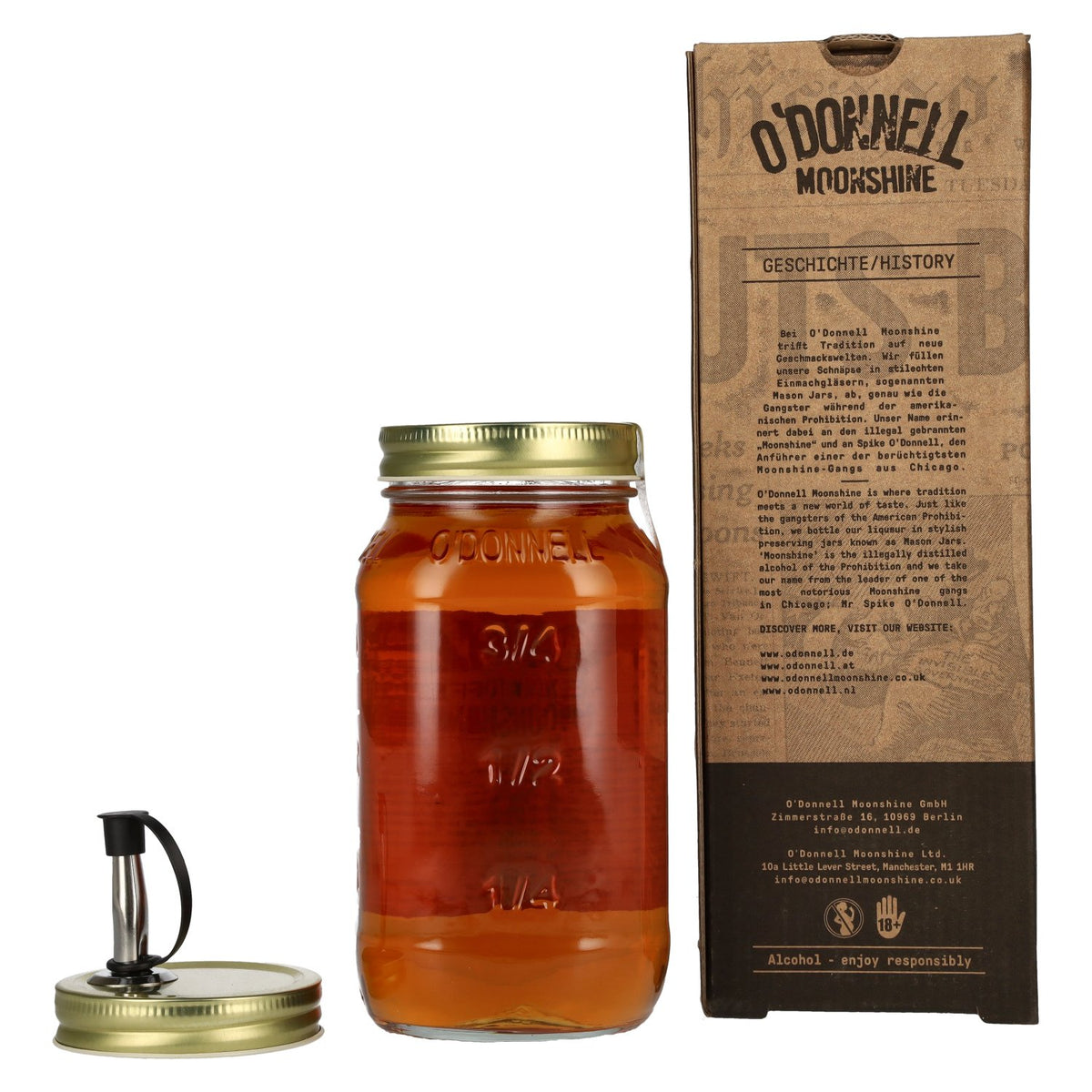 O'Donnell Moonshine STICKY TOFFEE Liqueur 25% vol. 0,7l en boîte cadeau avec bec verseur