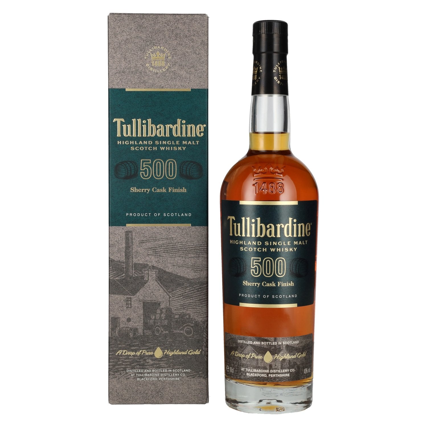Tullibardine 500 Sherry Finish Highland Single Malt Scotch Whisky 43% Vol. 0,7l en coffret cadeau