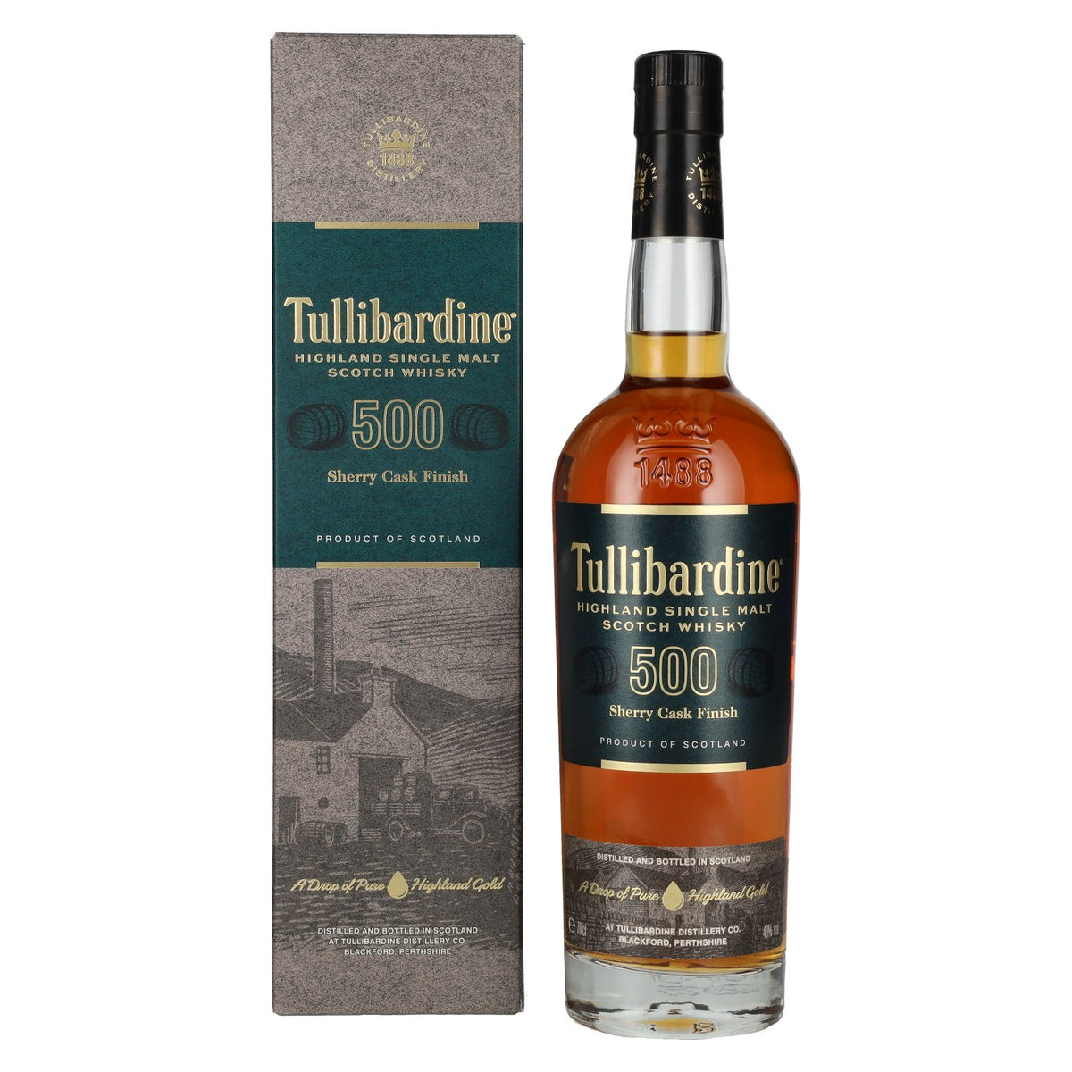 Tullibardine 500 Sherry Finish Highland Single Malt Scotch Whisky 43% Vol. 0,7l en coffret cadeau