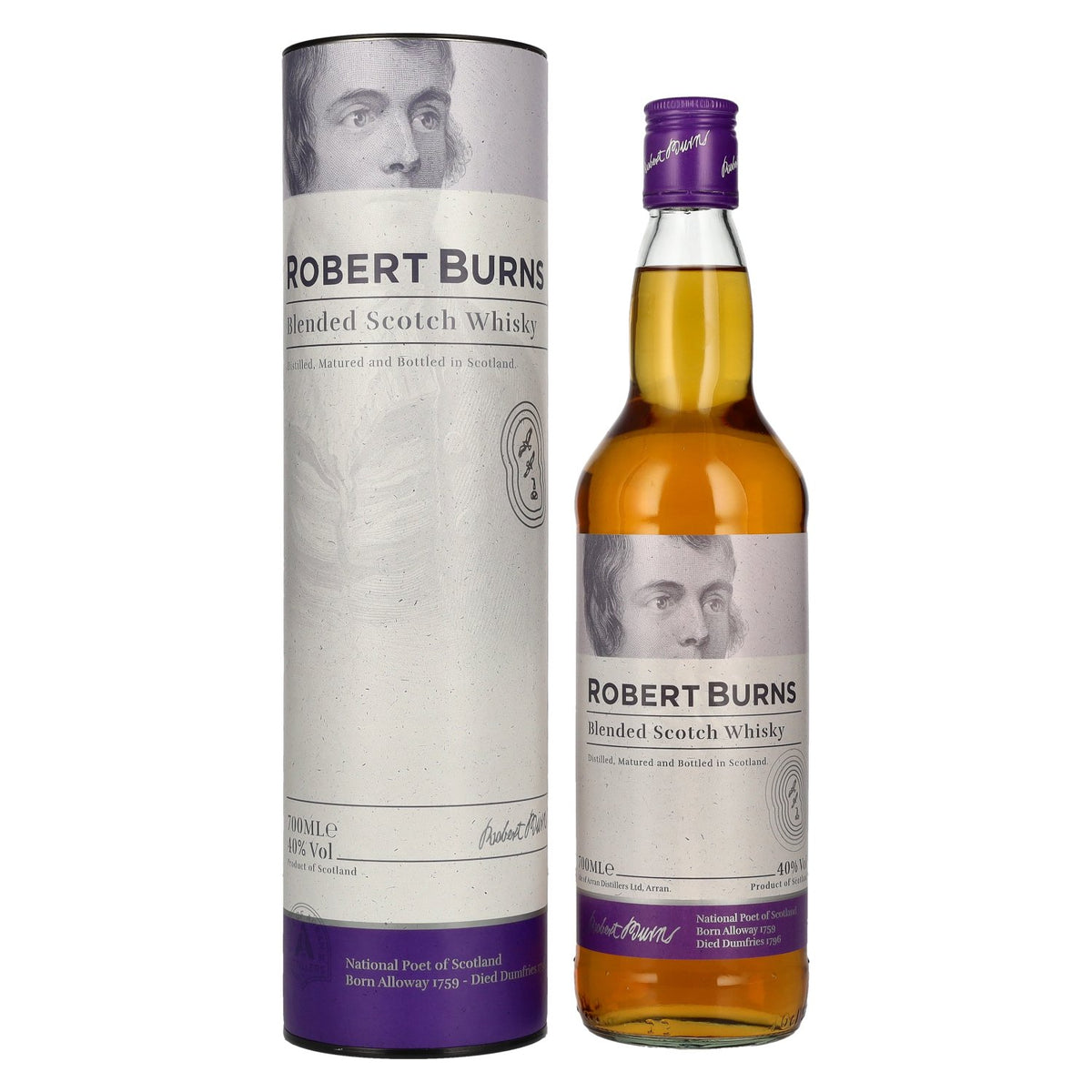 Arran ROBERT BURNS Blended Scotch Whisky 40% vol. 0,7l en coffret cadeau