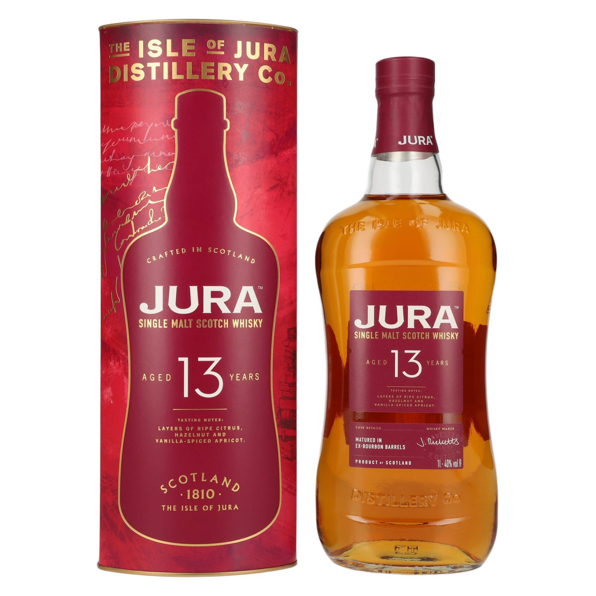 Whisky écossais single malt Jura 13 ans d'âge, 40 % vol., 1 l, dans un coffret cadeau