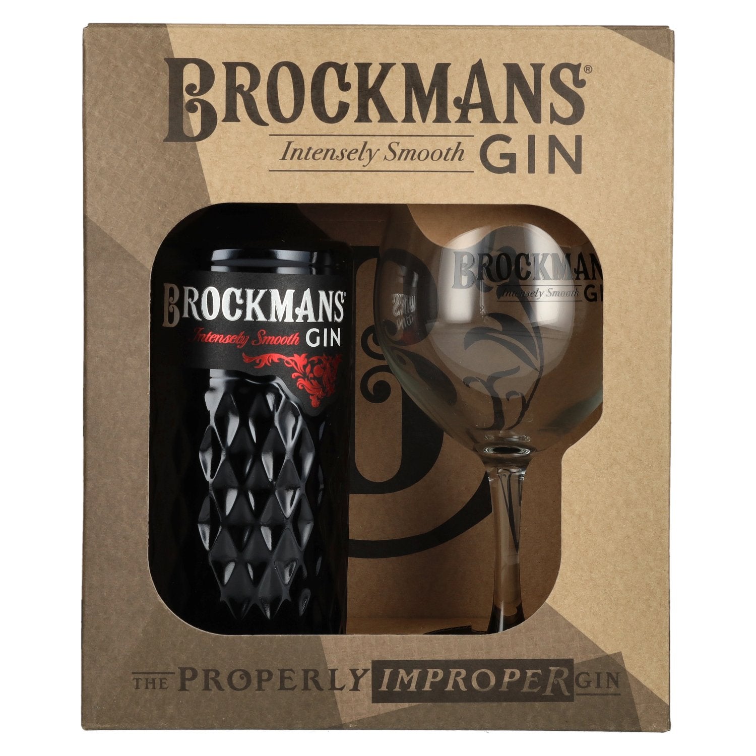 Gin PREMIUM « Intensely Smooth » de Brockmans, 40 % vol., 0,7 l, dans un coffret cadeau avec un verre