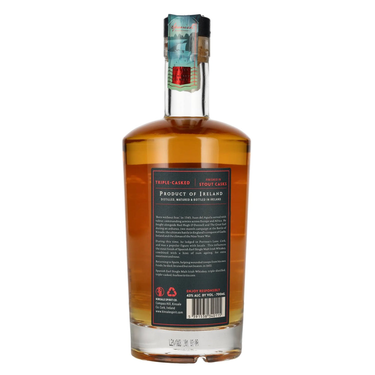 Kinsale SPANISH EARL Single Malt Irish Whiskey 43% Vol. 0,7l