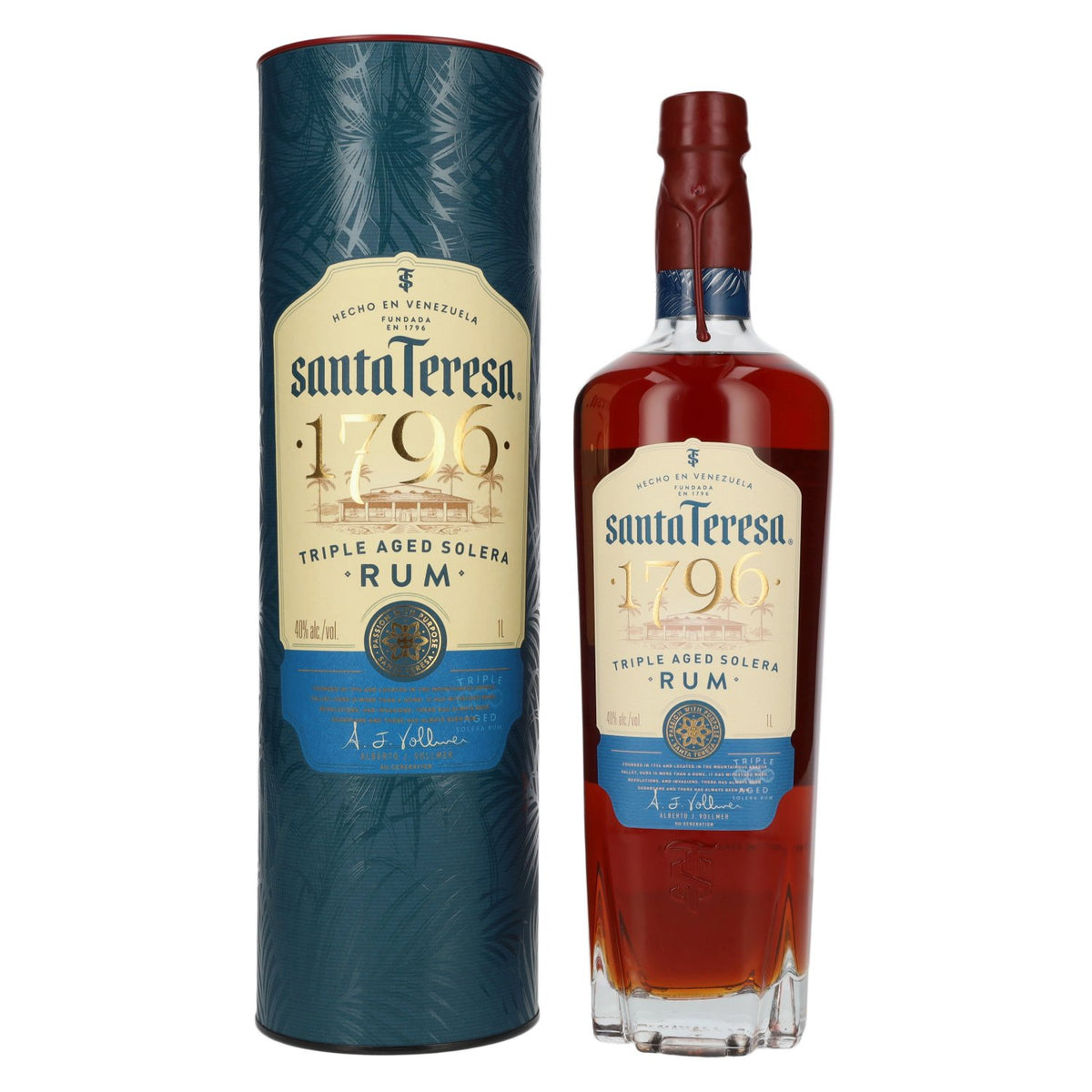 Santa Teresa 1796 Triple Aged Solera Rum 40% vol. 1 litre in a gift box