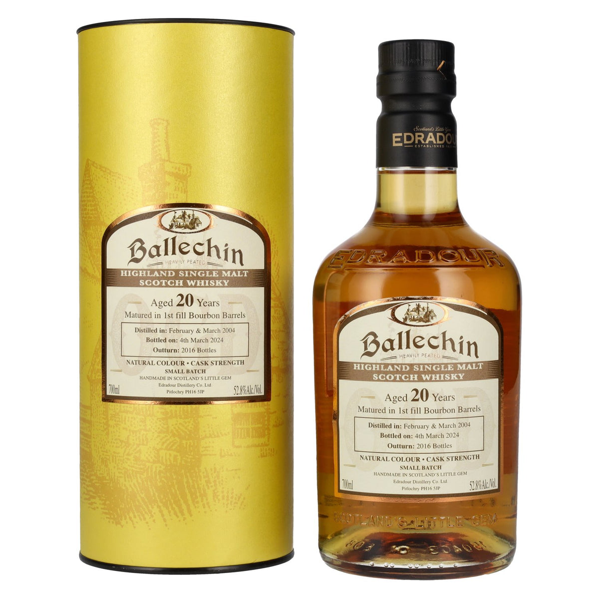 Edradour Ballechin 20 Years Old Bourbon Barrel Highland Single Malt Cask Strength 52,8% Vol. 0,7l en coffret cadeau