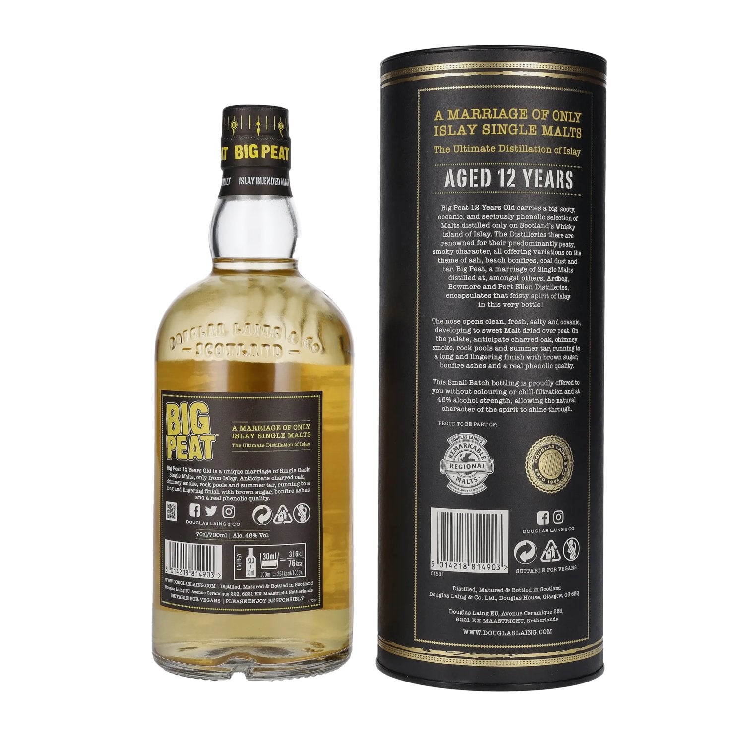 Douglas Laing BIG PEAT 12 Years Old Islay Blended Malt 46% Vol. 0,7l in gift box