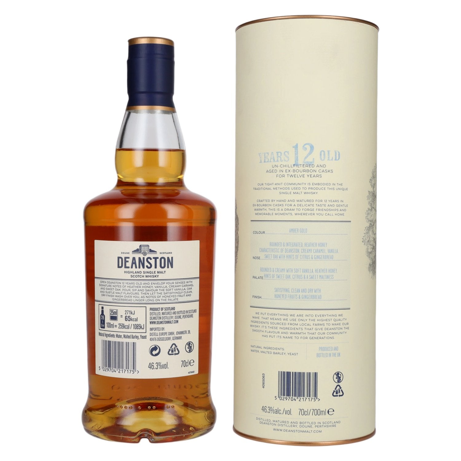 Deanston 12 Years Old Highland Single Malt 46,3% Vol. 0,7l en boîte cadeau