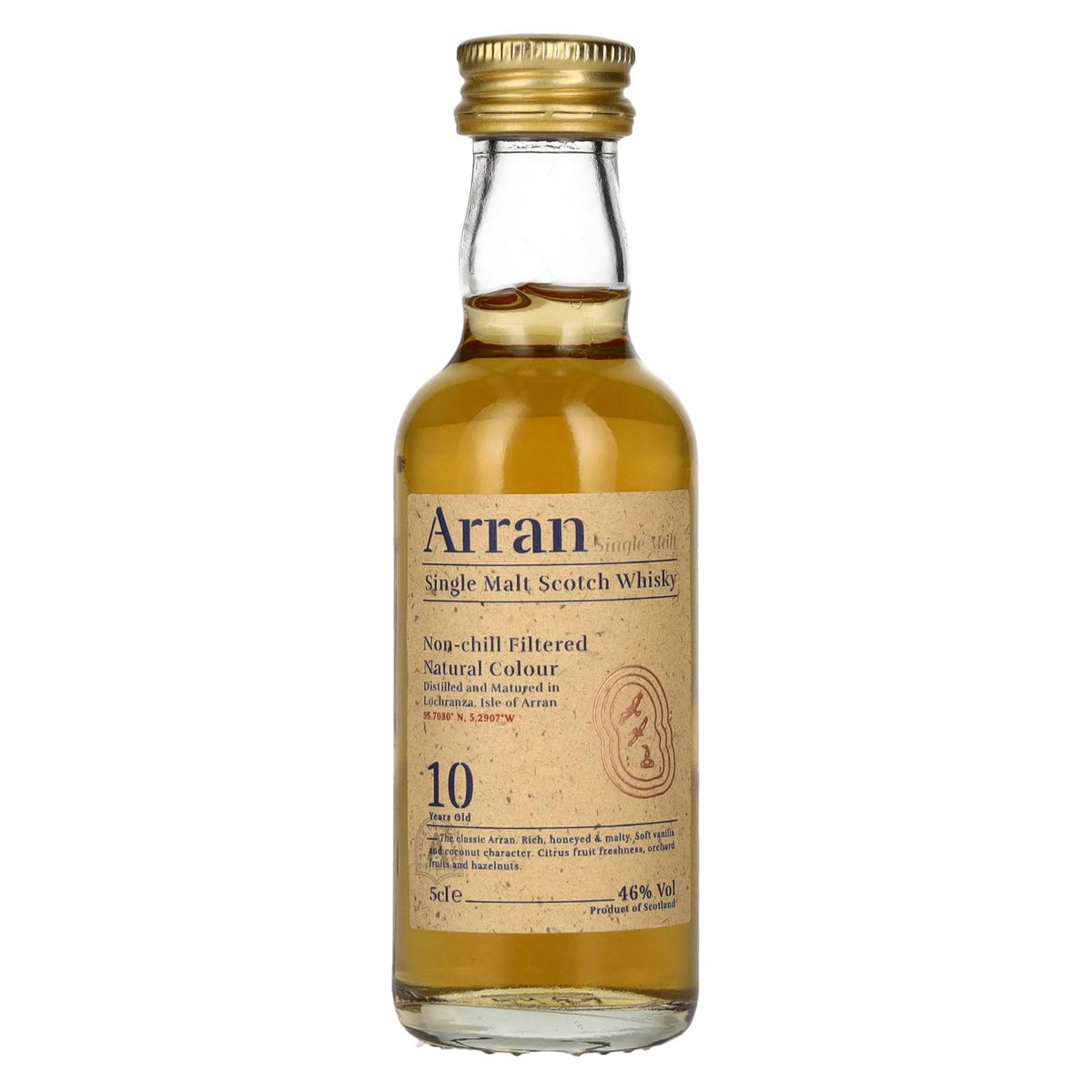 Arran 10-Year-Old Single Malt Scotch Whisky 46% ABV 0.05 l