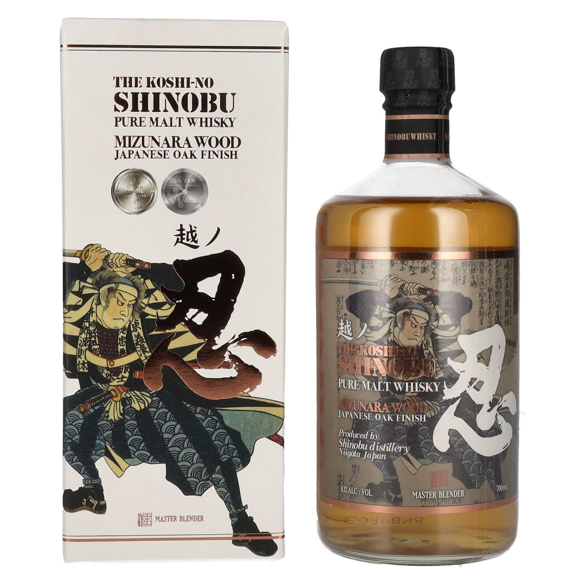 The Koshi-No Shinobu Pure Malt Whisky Mizunara Oak Finish 43% vol. 0,7l en coffret cadeau