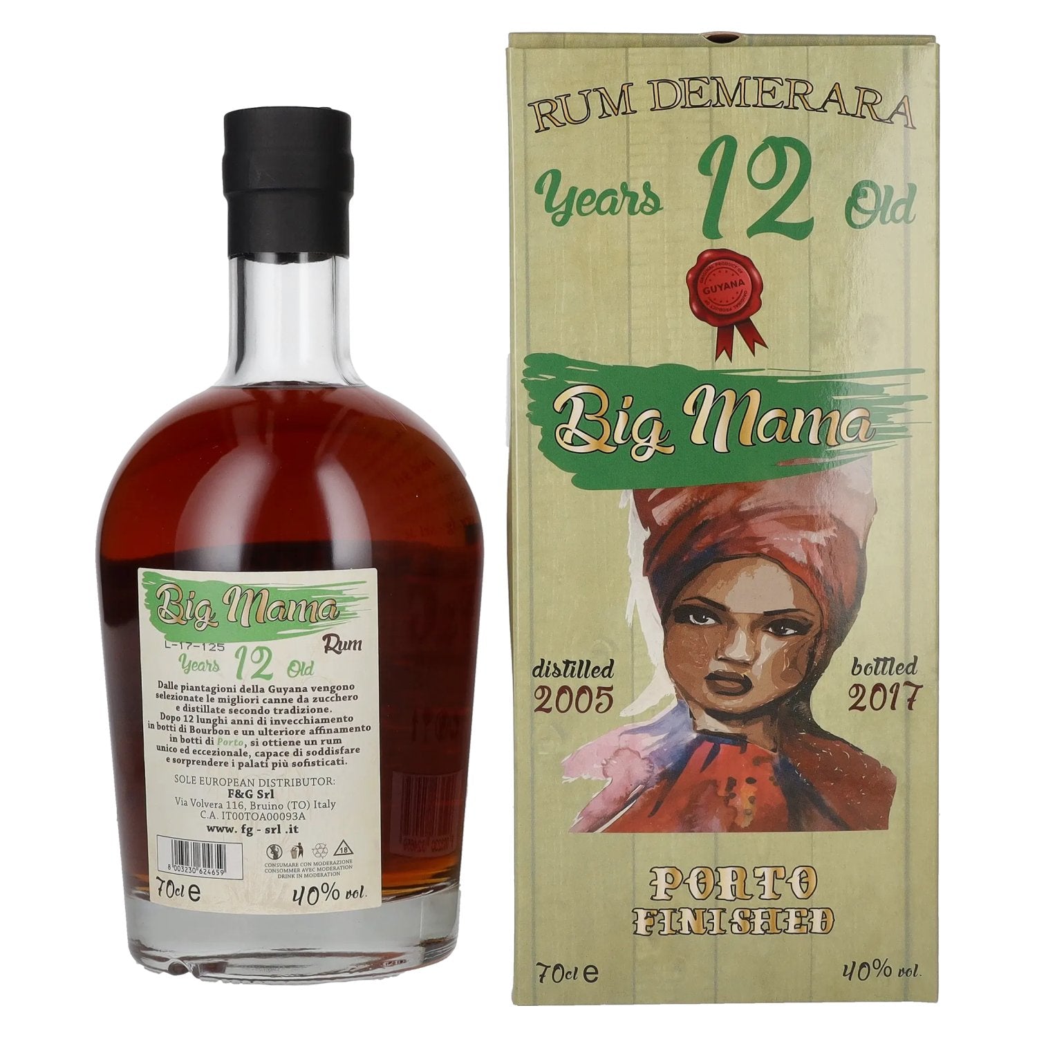Big Mama 12 Years Old Rum Demerara Porto Finished 40% Vol. 0,7l in gift box