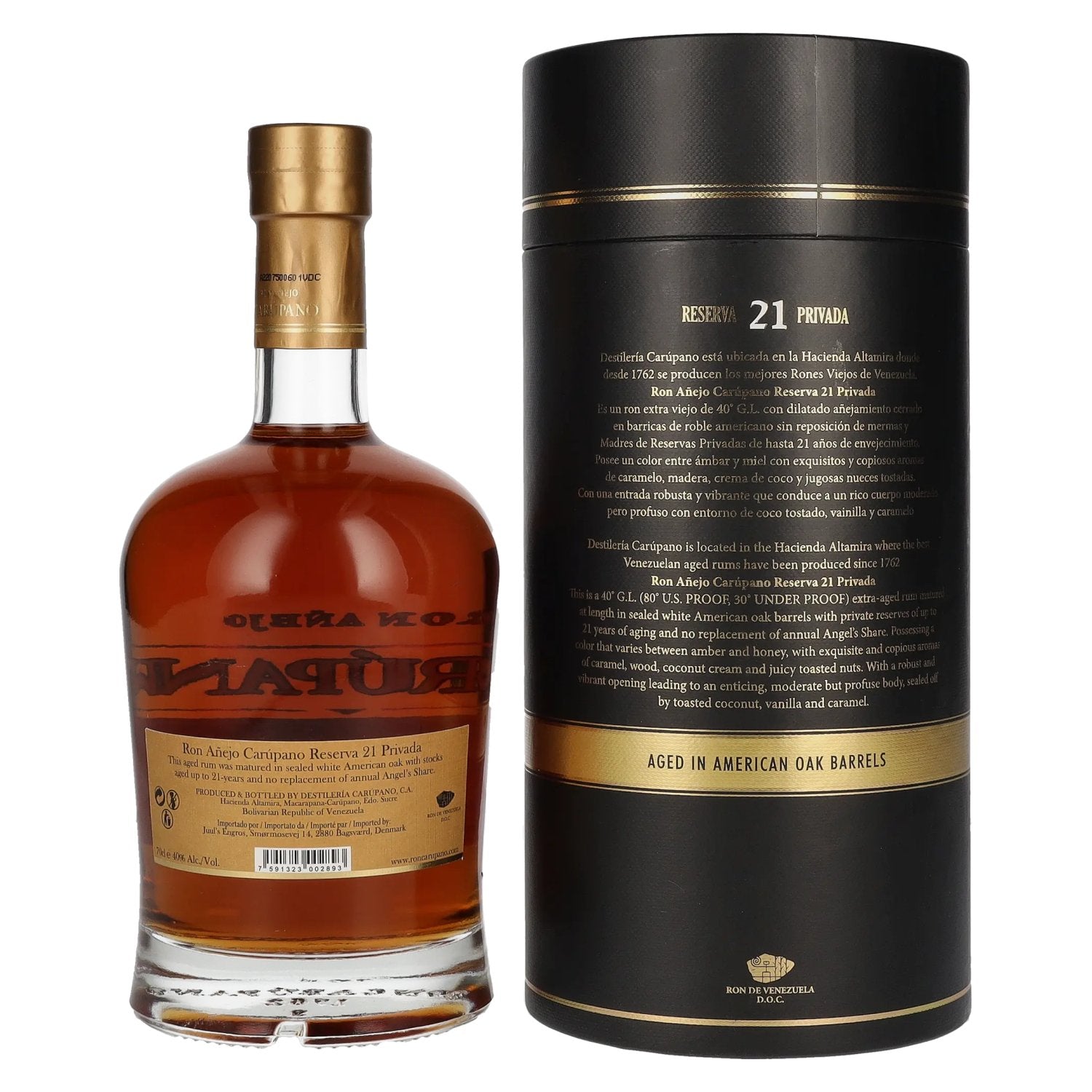 Ron Añejo Carúpano Reserva 21 Privada 40% vol. 0,7l en boîte cadeau