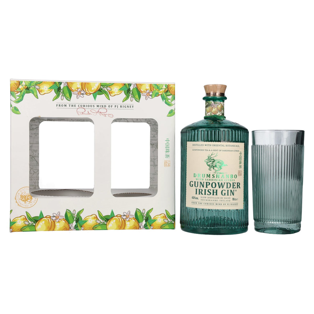Drumshanbo Gunpowder Irish Gin with Sardinian Citrus 43% Vol. 0,7l in Geschenkbox mit Glas