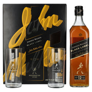 Johnnie Walker BLACK LABEL 12 Years Old Blended Scotch Whisky 40% ABV, 0.7 litres, in a gift box with 2 highball glasses