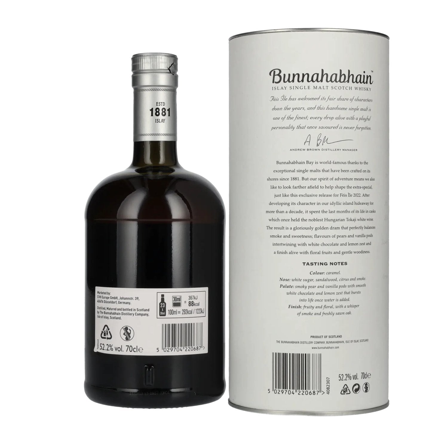 Bunnahabhain MÒINE TOKAJI CASK FINISH Limited Release Fèis Ìle 2022 52,2% vol. 0,7l en boîte cadeau