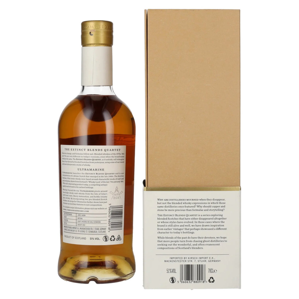 Compass Box ULTRAMARINE Extinct Blends Quartet Blended Scotch Whisky 51% vol. 0,7l en coffret cadeau