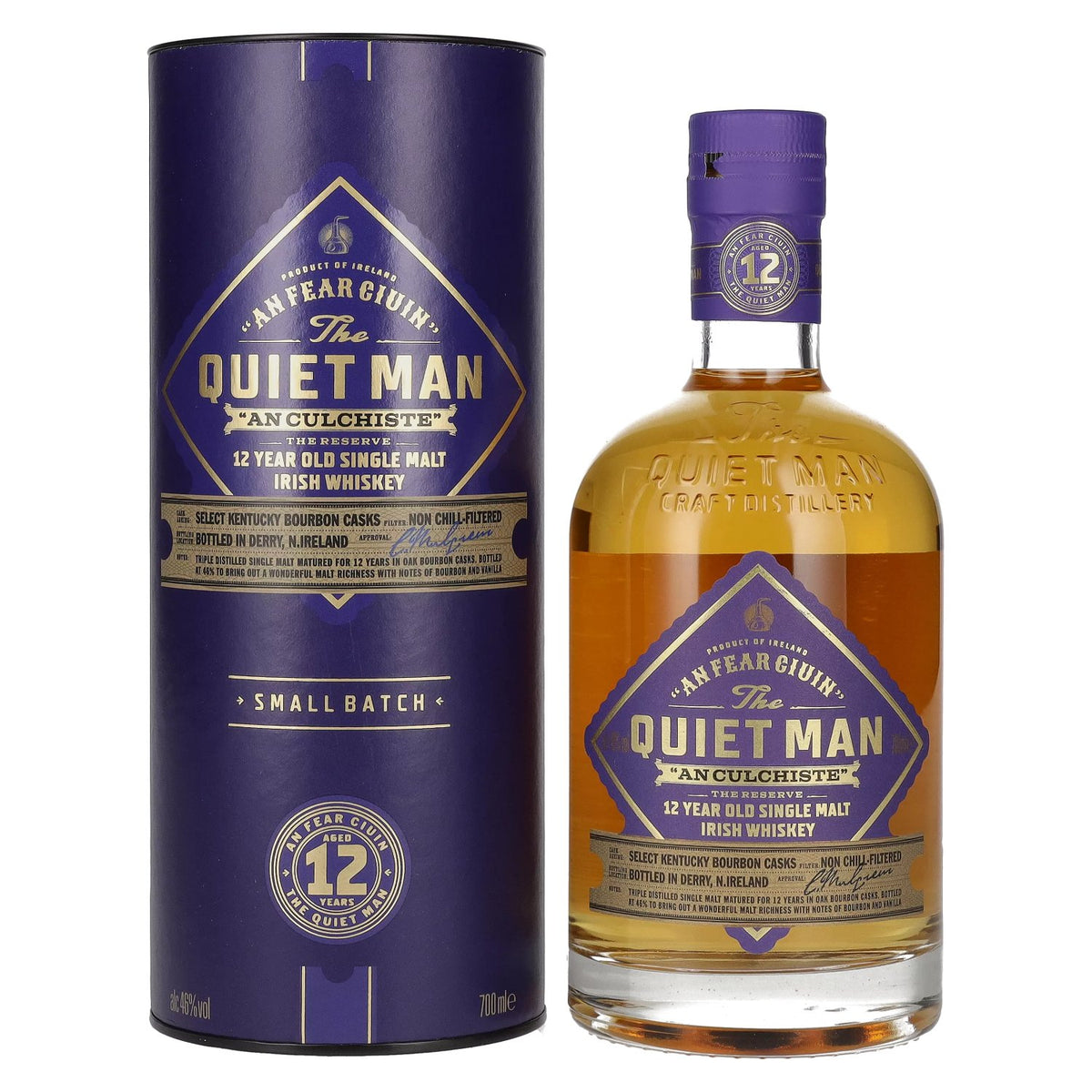 The Quiet Man AN CULCHISTE 12 Year Old Single Malt Irish Whiskey 46% Vol. 0,7l en coffret cadeau