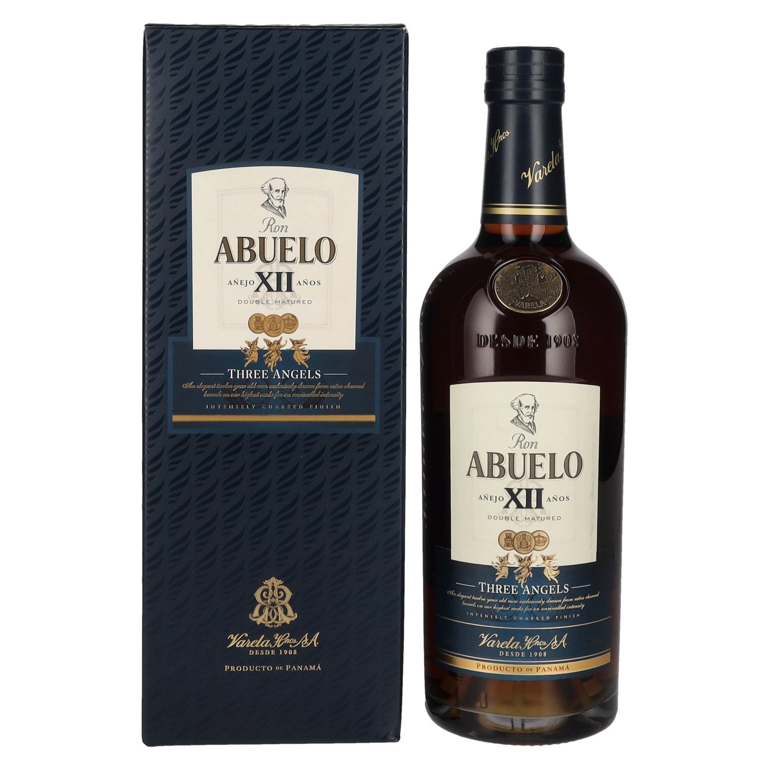 Ron Abuelo Añejo XII Años THREE ANGELS Double Matured 43% Vol. 0,7l en boîte cadeau