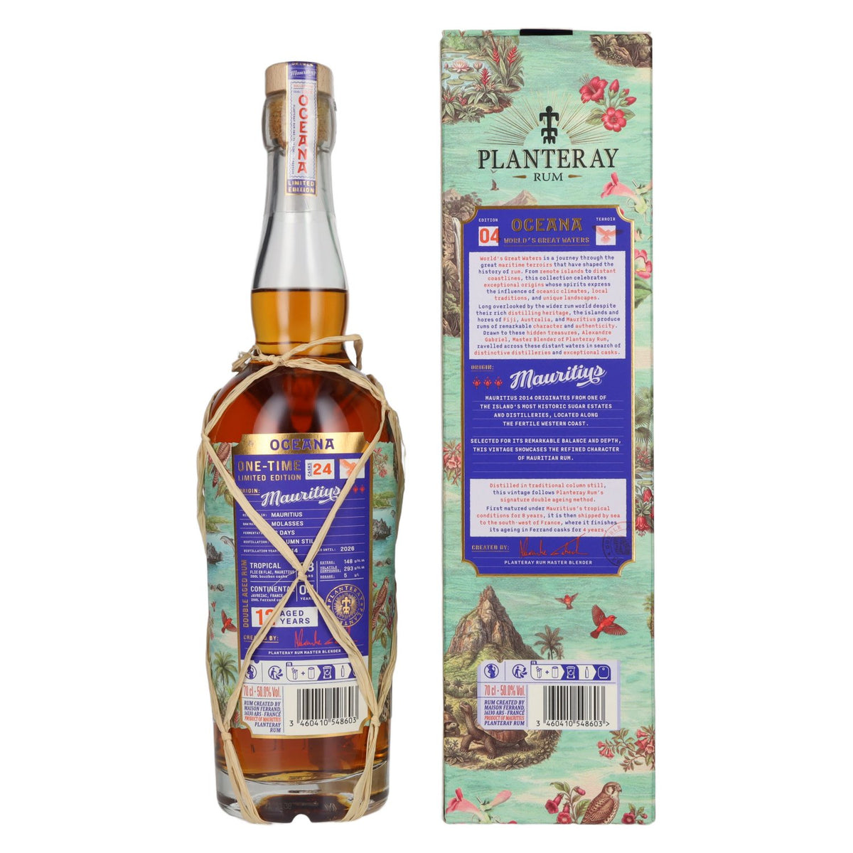 Rhum Planteray MAURITIUS ONE-TIME, collection Oceana, édition limitée 2014, 50 % vol., 0,7 l, dans un coffret cadeau