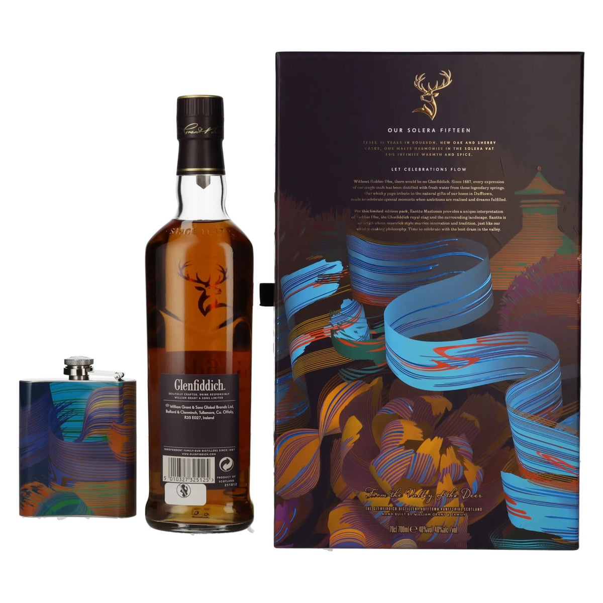 Glenfiddich 15 OUR SOLERA Single Malt Scotch Whisky 40% Vol. 0,7l in Geschenkbox mit Flachmann