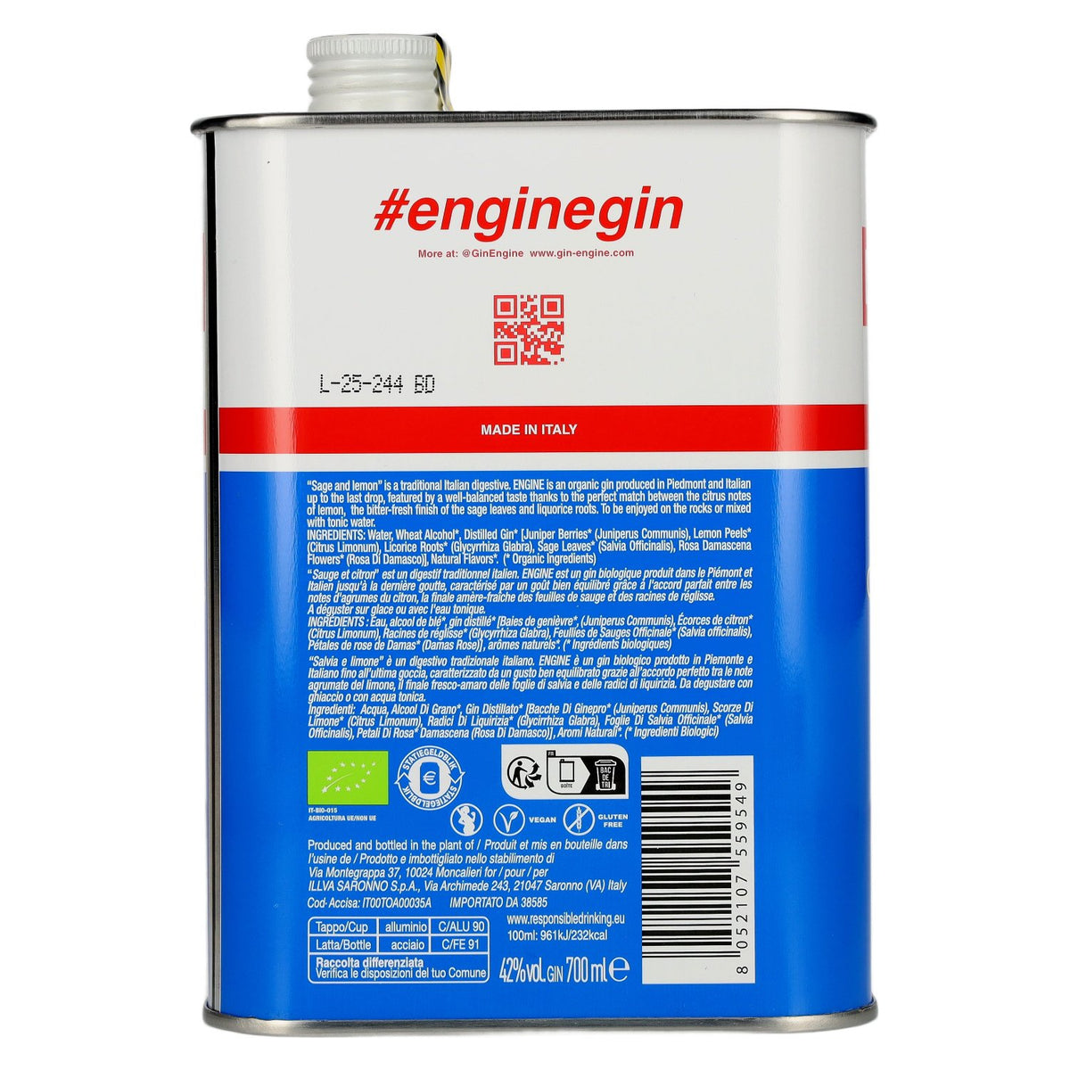 ENGINE Organic Italian Gin 42% vol. 0.7 l