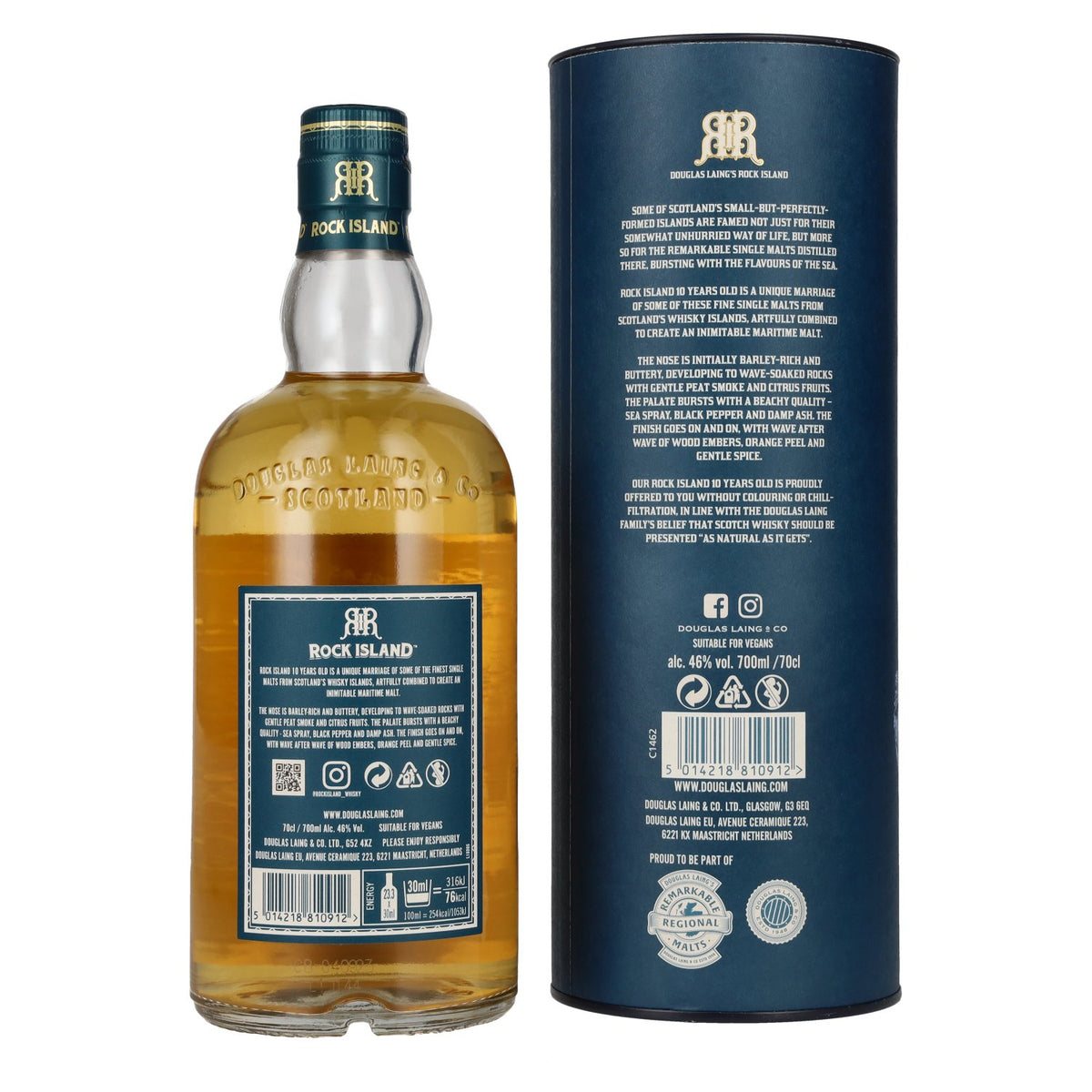 Douglas Laing ROCK ISLAND 10 Years Old Blended Malt 46% Vol. 0,7l en boîte cadeau