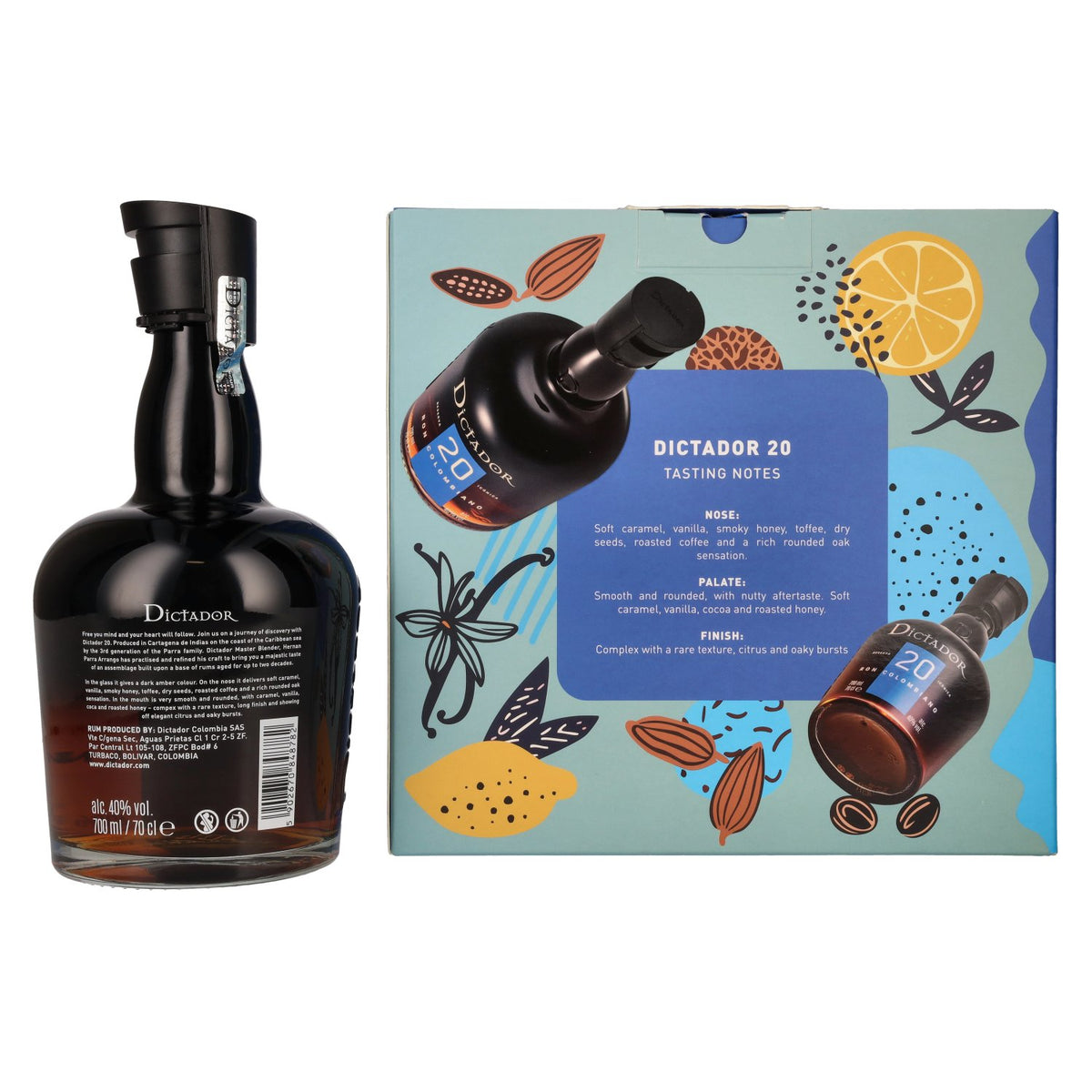 Dictador 20 Years Old ICON RESERVE Colombian Rum 40% Vol. 0,7l in gift box with 2 glasses