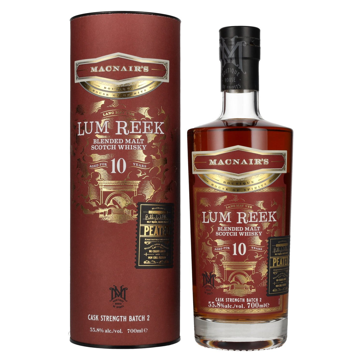MacNair's Lum Reek 10 Years Old CASK STRENGTH Batch 2 55,8% Vol. 0,7l en boîte cadeau