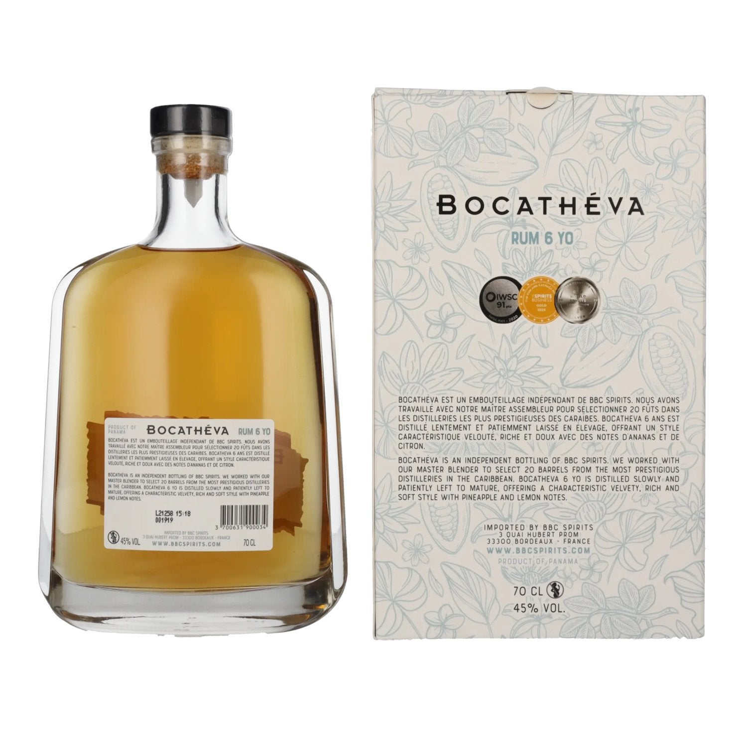 Bocathéva 6 Years Old Ron Panama 45% Vol. 0,7l in gift box