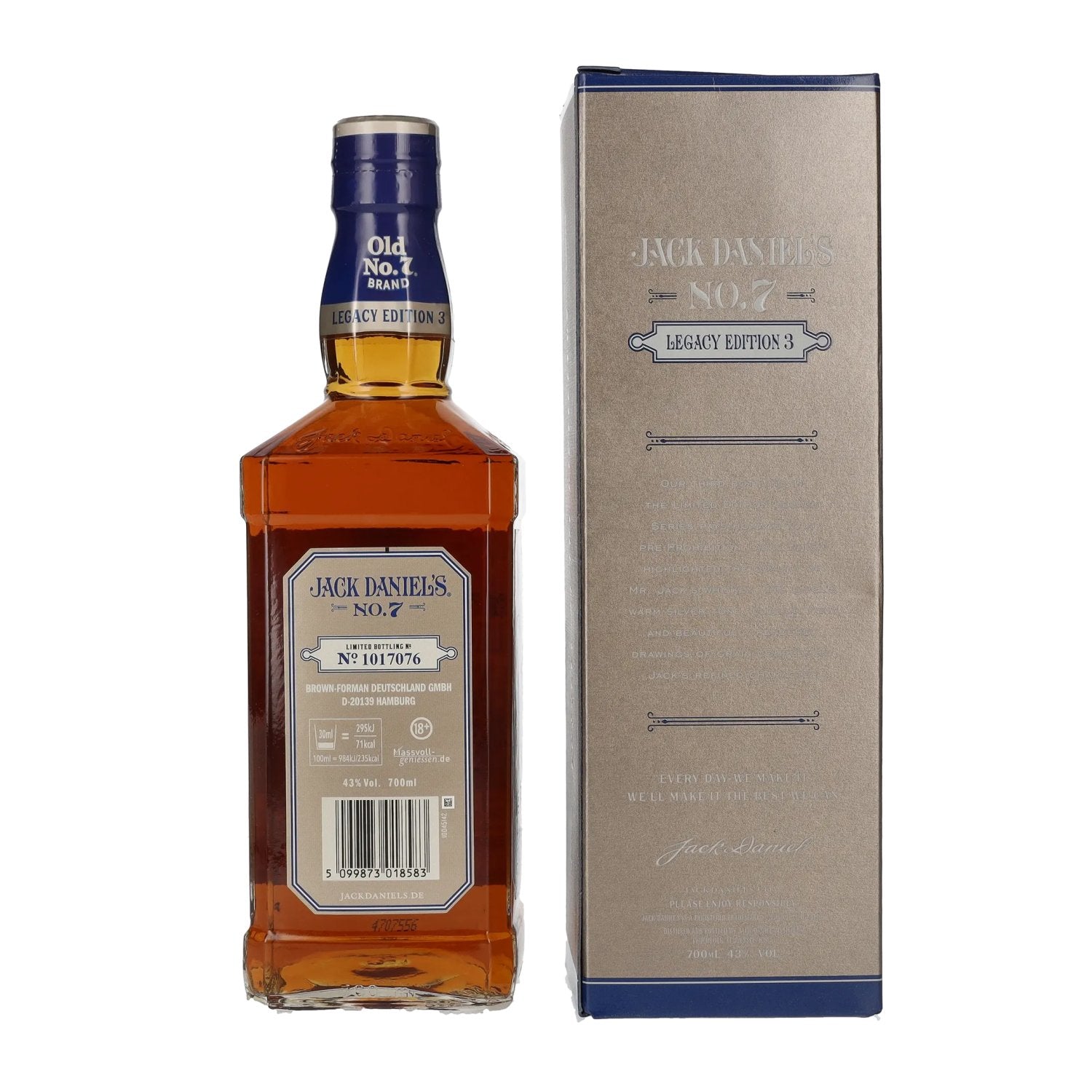 Jack Daniel's Sour Mash Tennessee Whiskey LEGACY EDITION No. 3 - GREY DESIGN 43% Vol. 0,7l en boîte cadeau