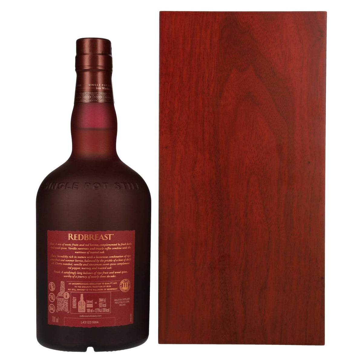 Whisky irlandais Redbreast 27 ans d'âge, Single Pot Still, RUBY PORT CASK, 55,9 % vol., 0,7 l, dans un coffret en bois