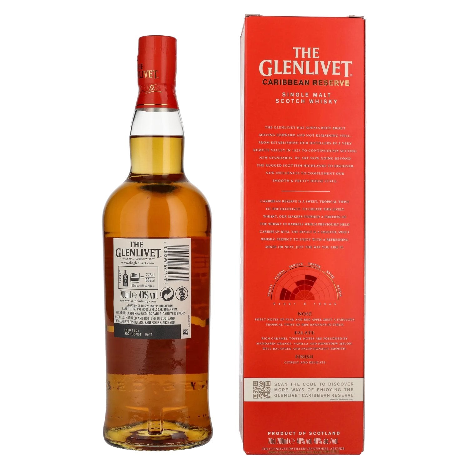 The Glenlivet Caribbean Reserve Single Malt Scotch Whisky 40% Vol. 0,7l en coffret cadeau