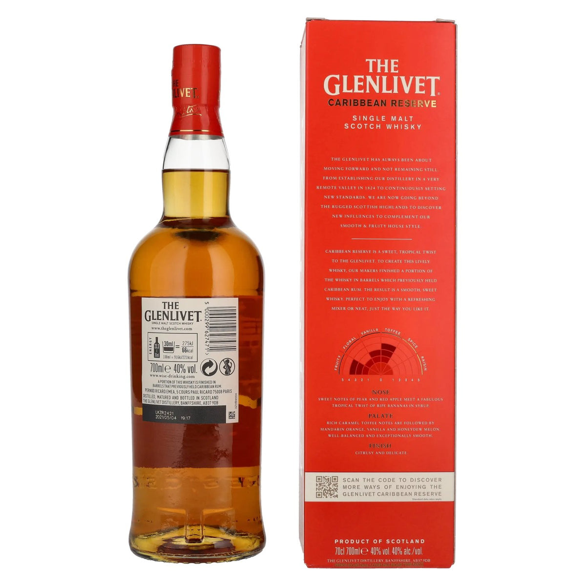 The Glenlivet Caribbean Reserve Single Malt Scotch Whisky 40% Vol. 0,7l en coffret cadeau