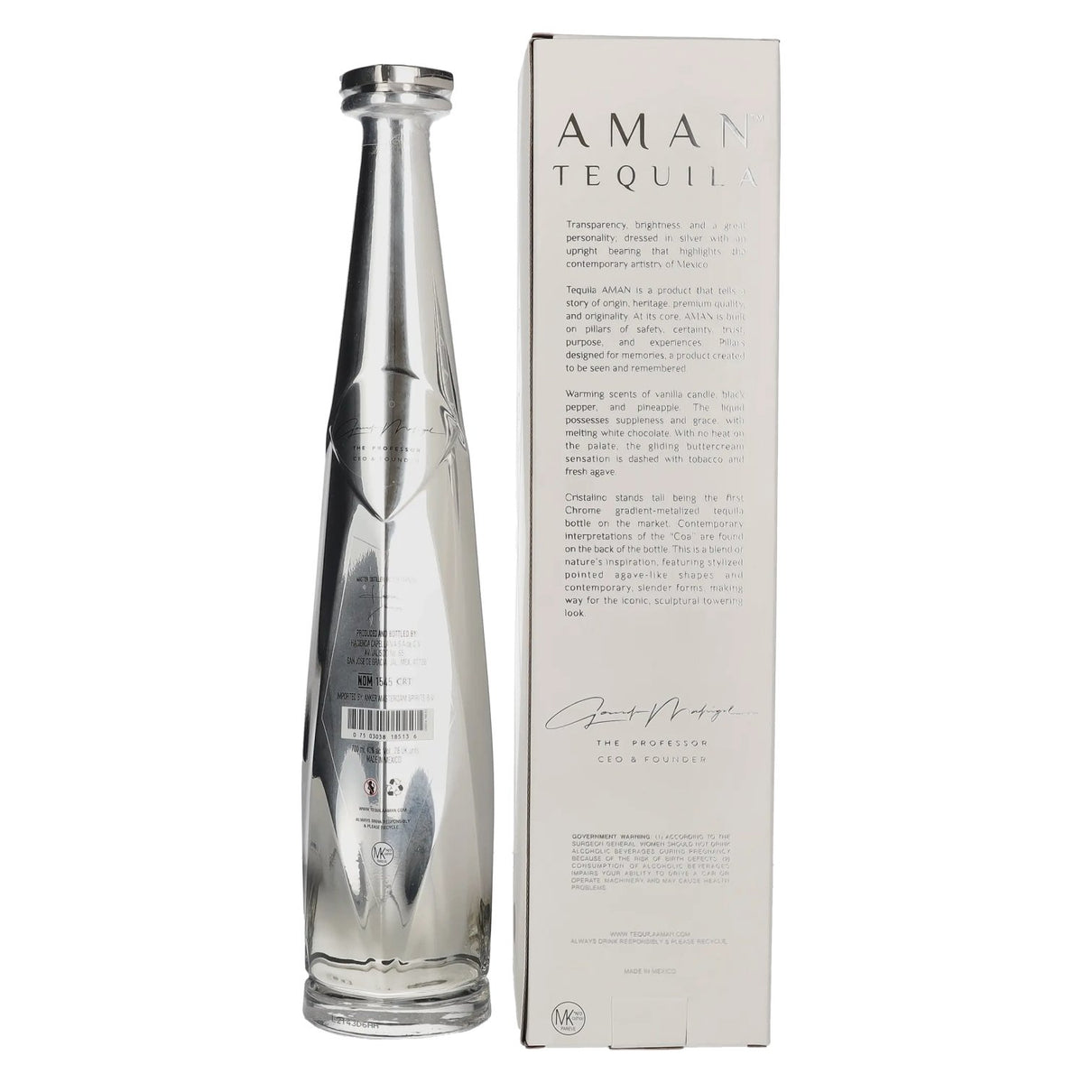 Aman Tequila Añejo Cristalino 100% Puro de Agave 40% Vol. 0,7l en boîte cadeau