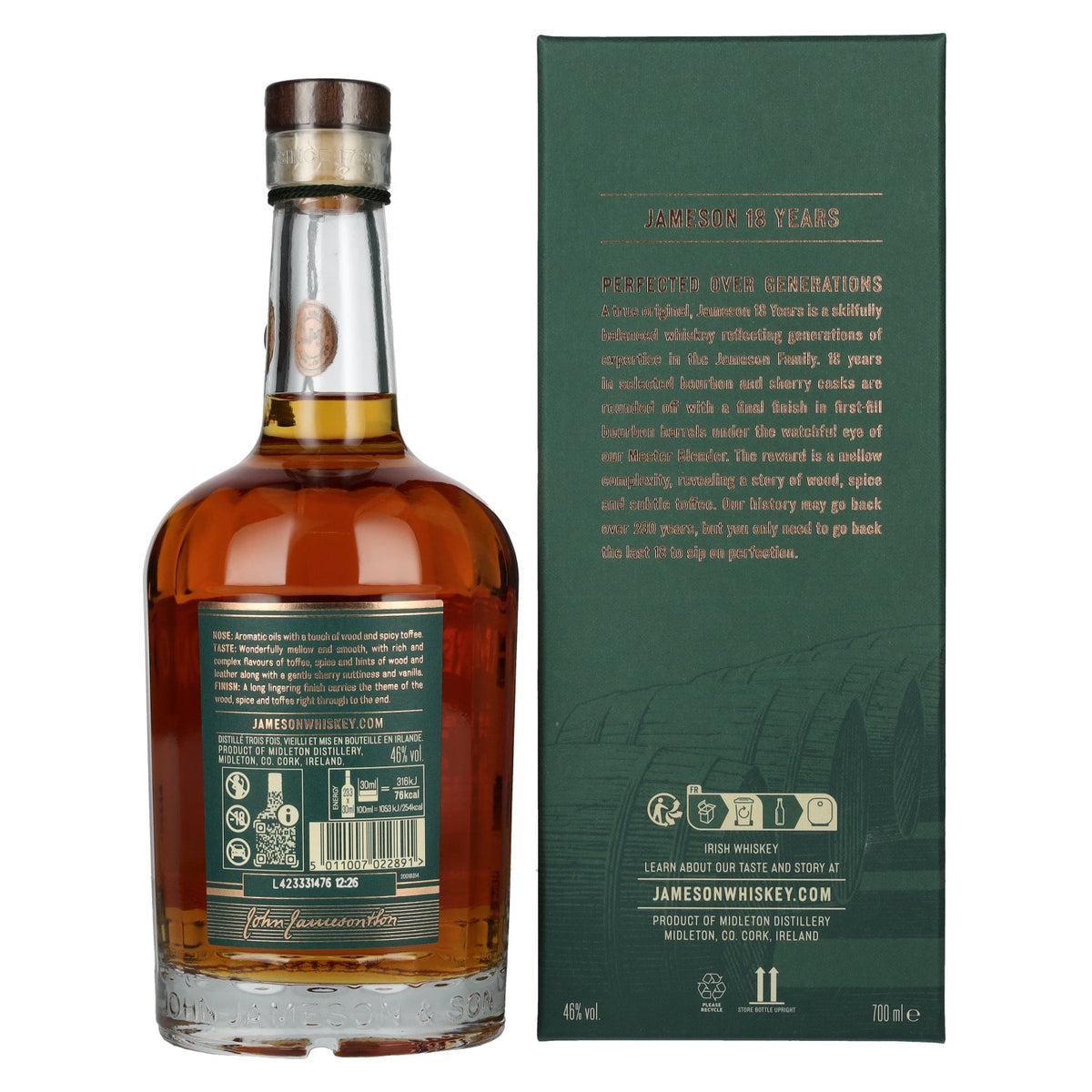 Jameson Whiskey 18 Years Old Triple Distilled Irish Whiskey 46% Vol. 0,7l en coffret cadeau