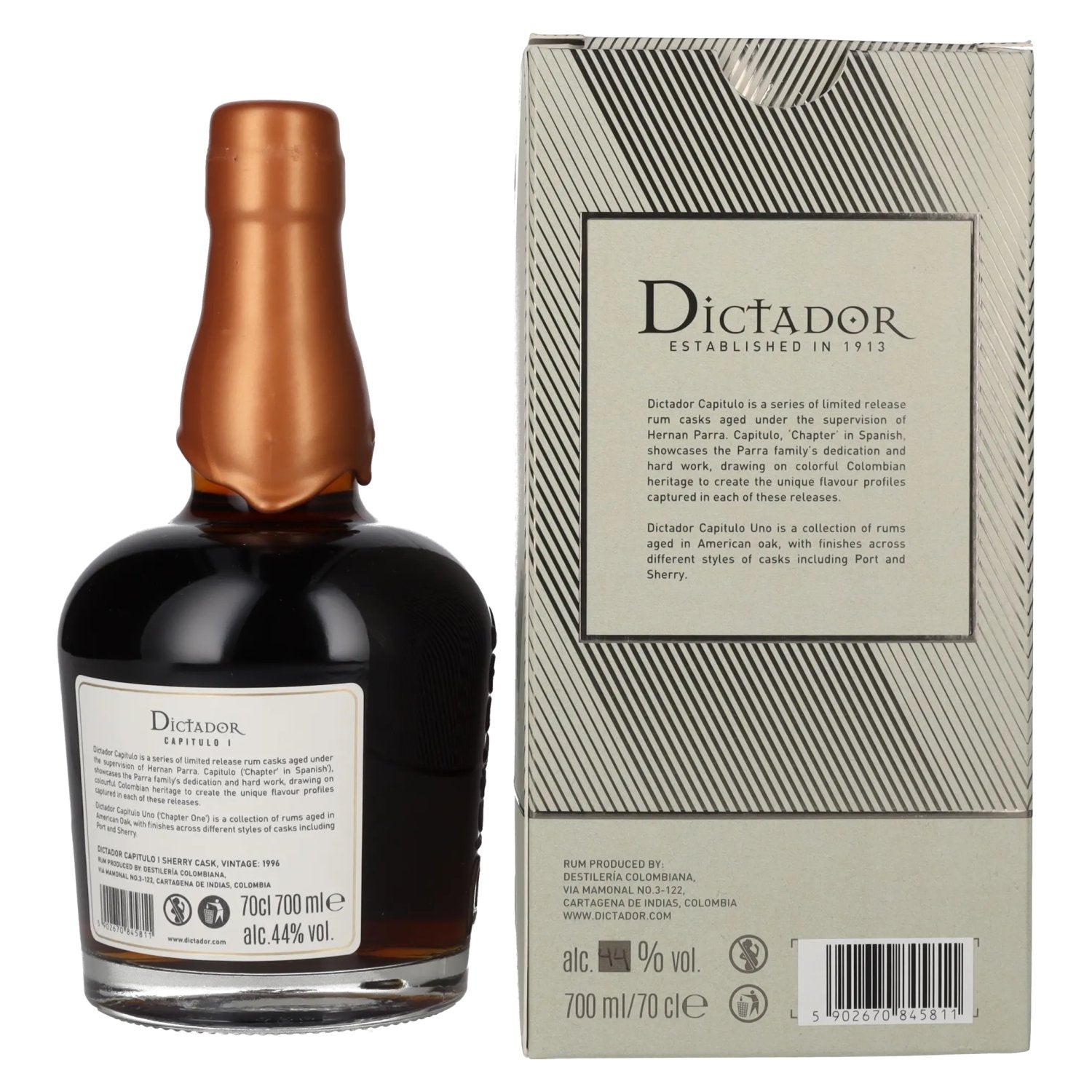 Dictador CAPITULO I 24 Years Old Sherry Cask Colombian Aged Rum 1996 44% Vol. 0,7l en boîte cadeau