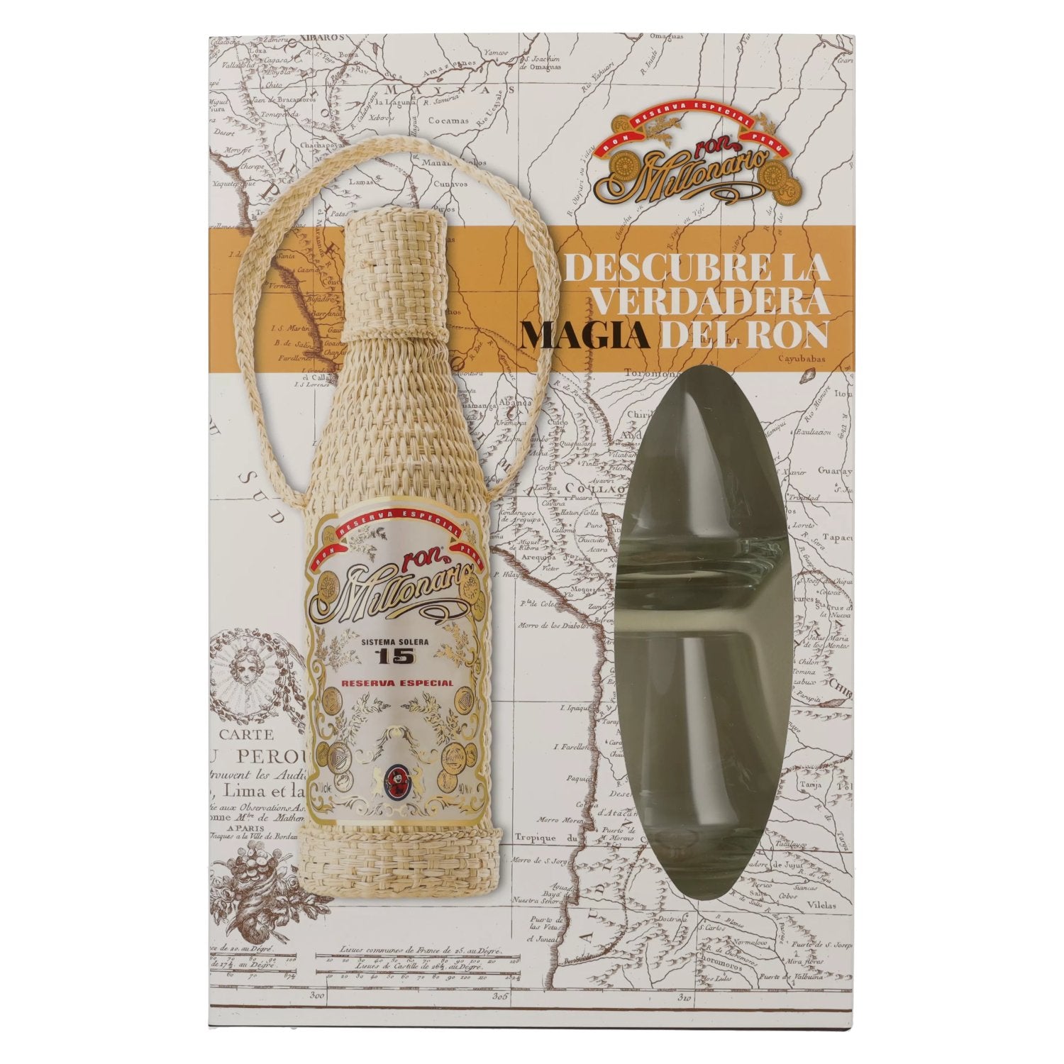 Ron Millonario 15 Solera Reserva Especial 40% vol. 0,7l en boîte cadeau avec 2 verres