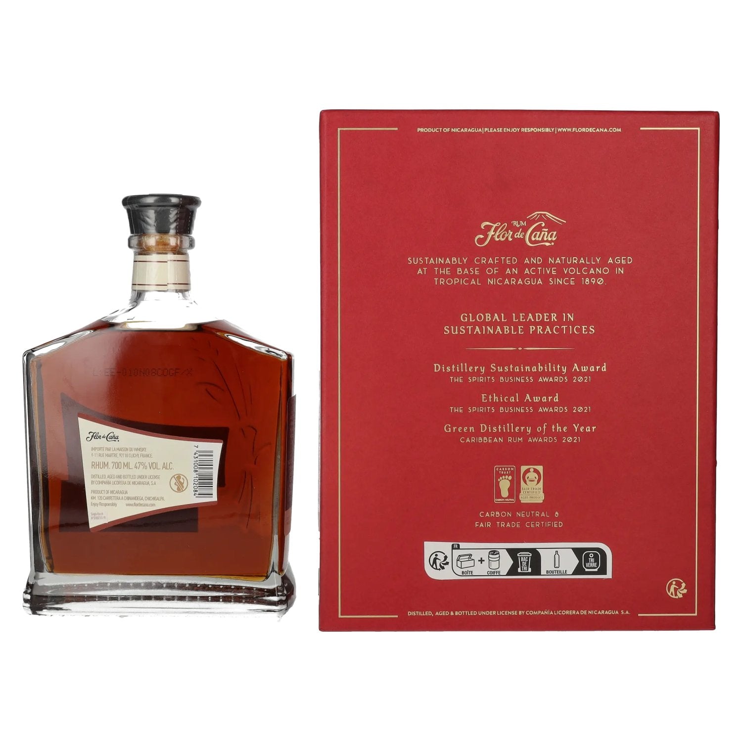 Flor de Caña Rum Cognac Cask Finish Vintage 1997 47% Vol. 0,7l in gift box