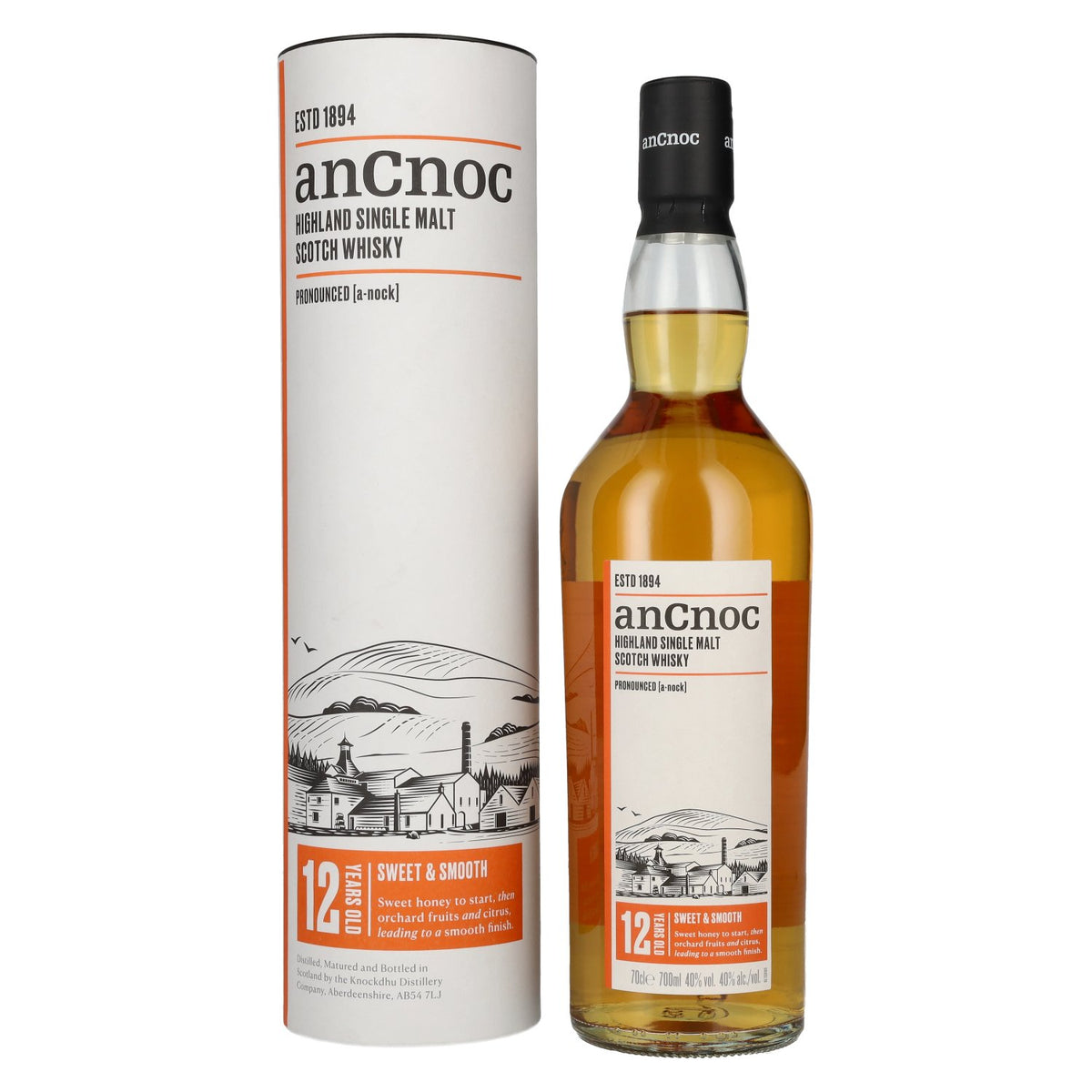 AnCnoc 12 Years Old Highland Single Malt 40% Vol. 0,7l en coffret cadeau