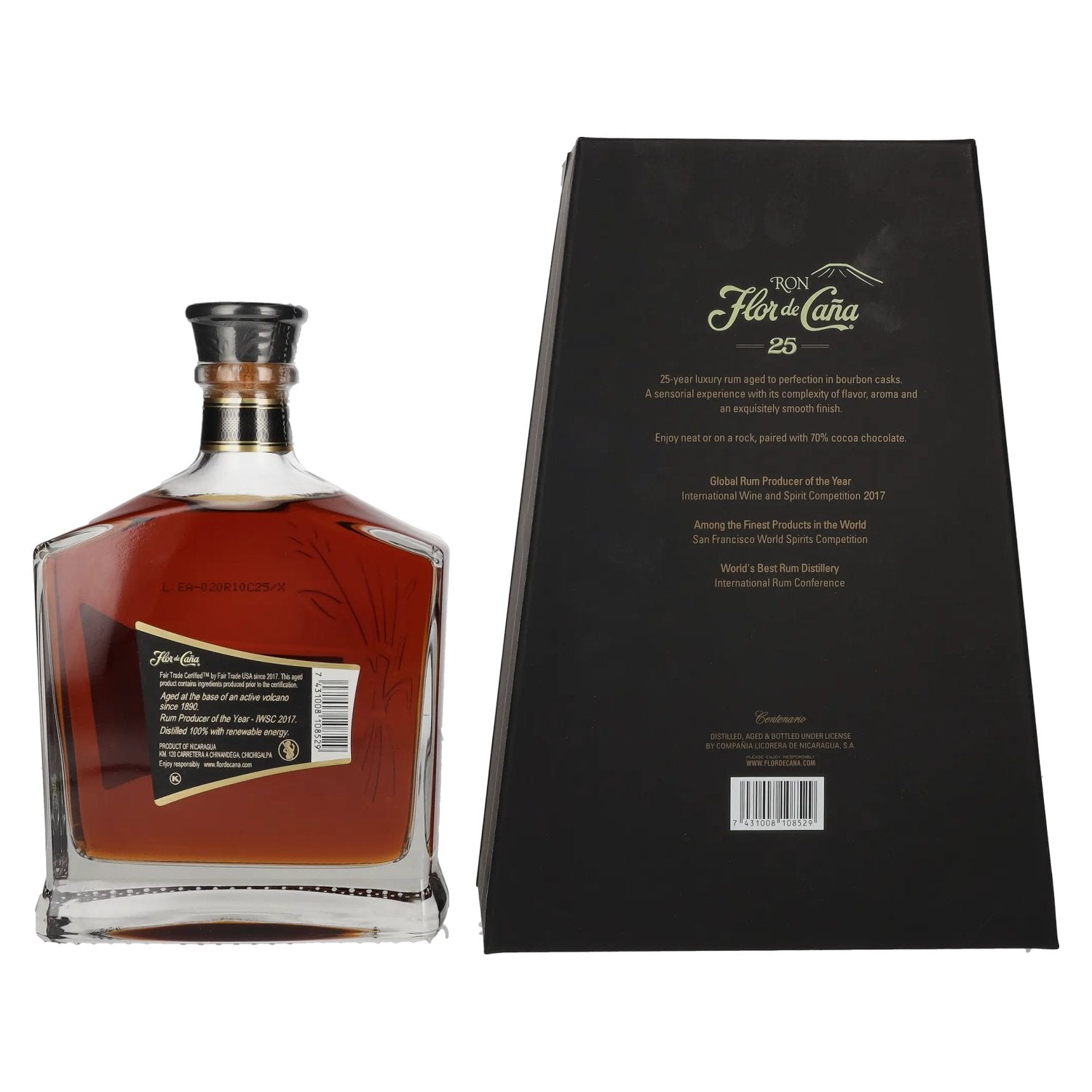 Flor de Caña 25 Years Old Slow Aged Single Estate Rum 40% Vol. 0,7l in gift box