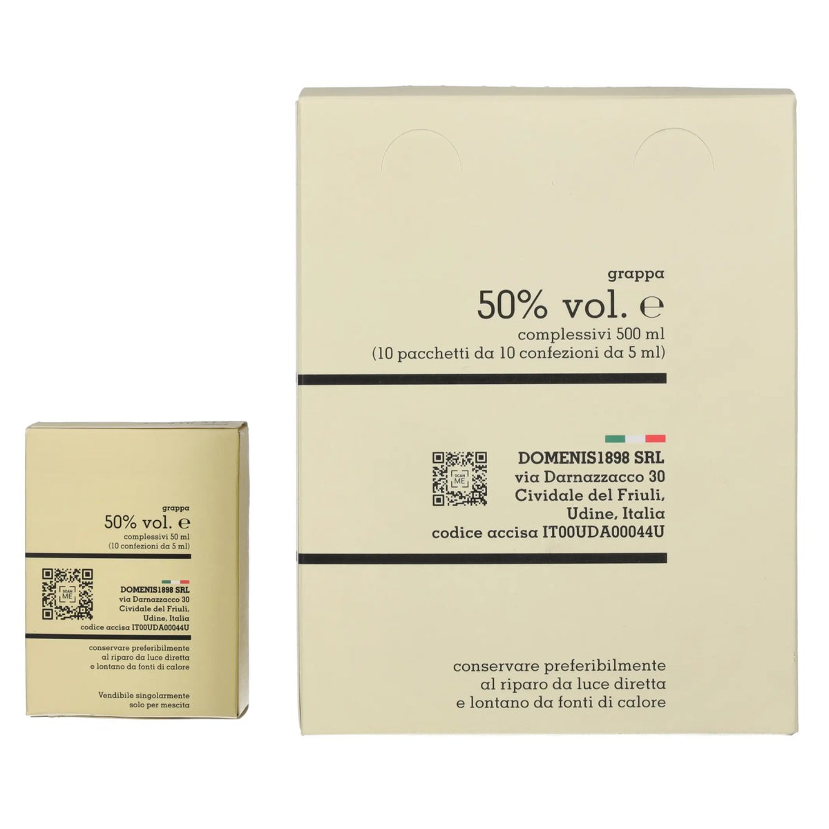 Domenis 1898 STORICA BIANCA Grappa 50% vol. 10x10x0,005l en coffret cadeau