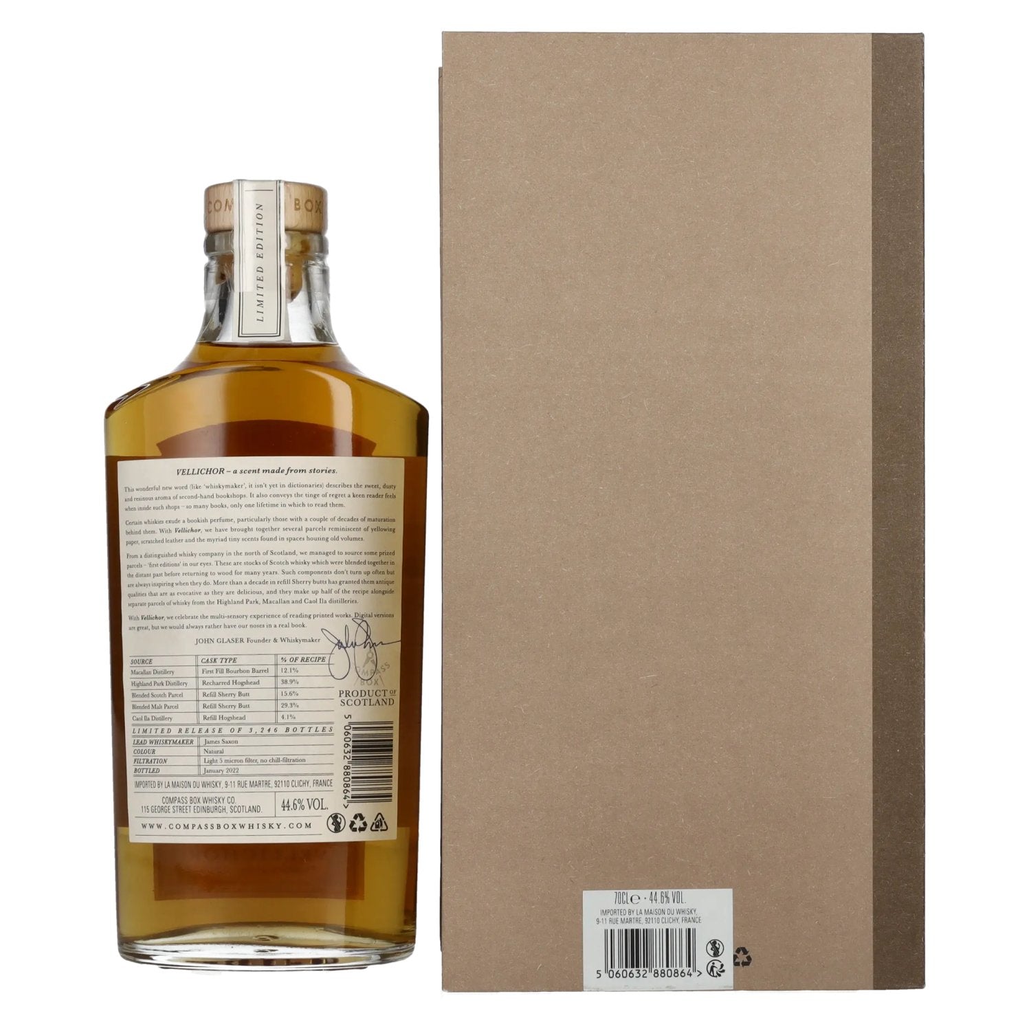 Compass Box VELLICHOR Blended Scotch Whisky 44,6% vol. 0,7l en boîte cadeau