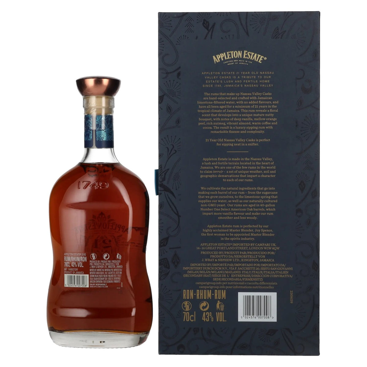Appleton Estate 21 Years Old Jamaica Rum Nassau Valley Casks 43% Vol. 0,7l in gift box